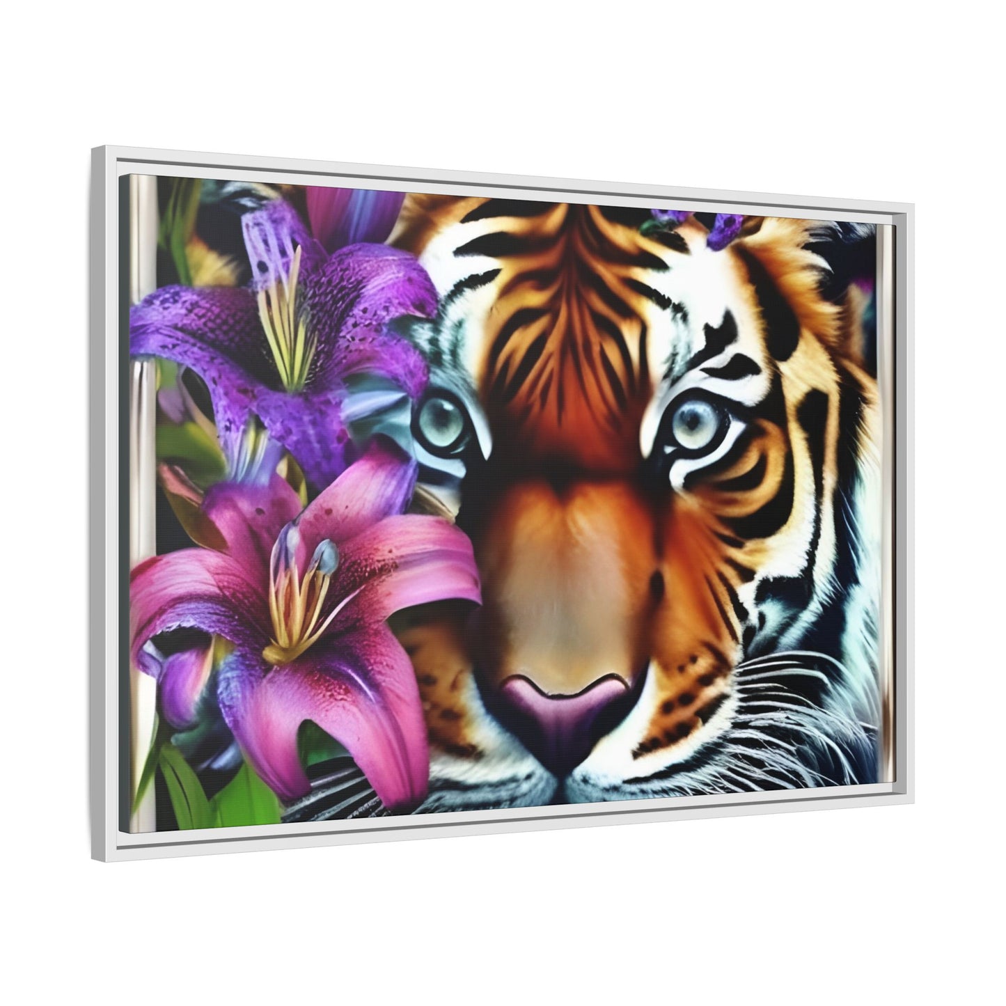 R&RH Vibrant Tiger Floral Framed Canvas Art