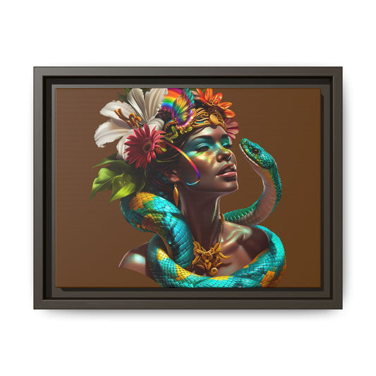 R&RH Vibrant Snake Woman Framed Canvas Art - Colorful Home Decor for Nature Lovers