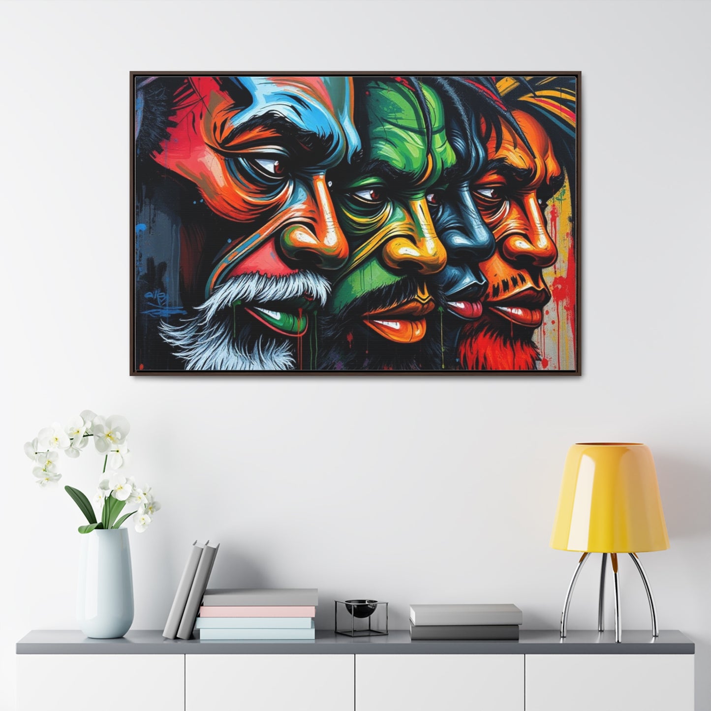 R&RH Vibrant Gallery Canvas Wraps - Horizontal Framed Art featuring Colorful Changing Faces