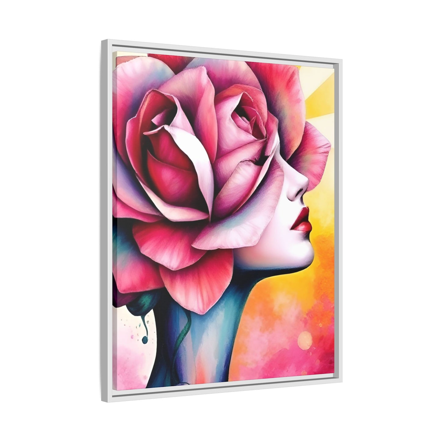 R&RH Framed Wall Art - Vibrant Floral Woman Portrait