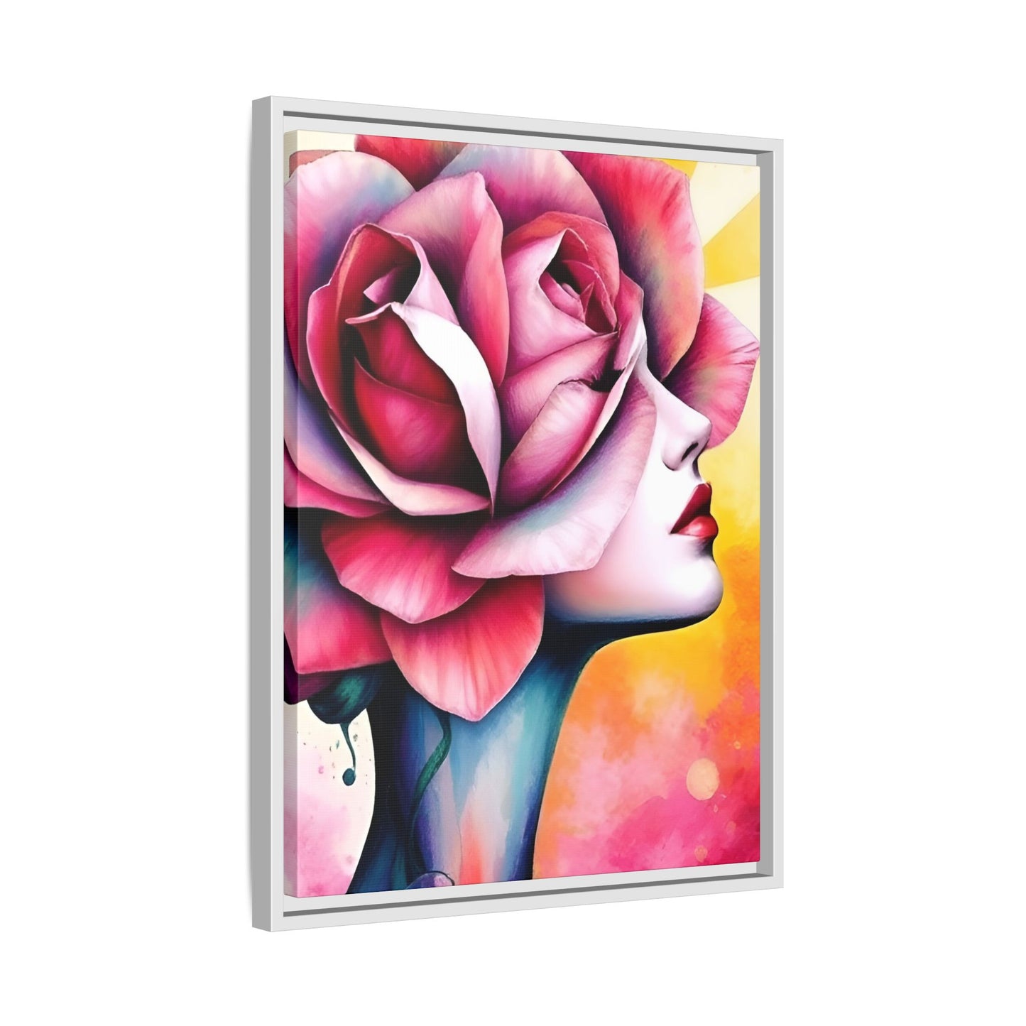 R&RH Framed Wall Art - Vibrant Floral Woman Portrait