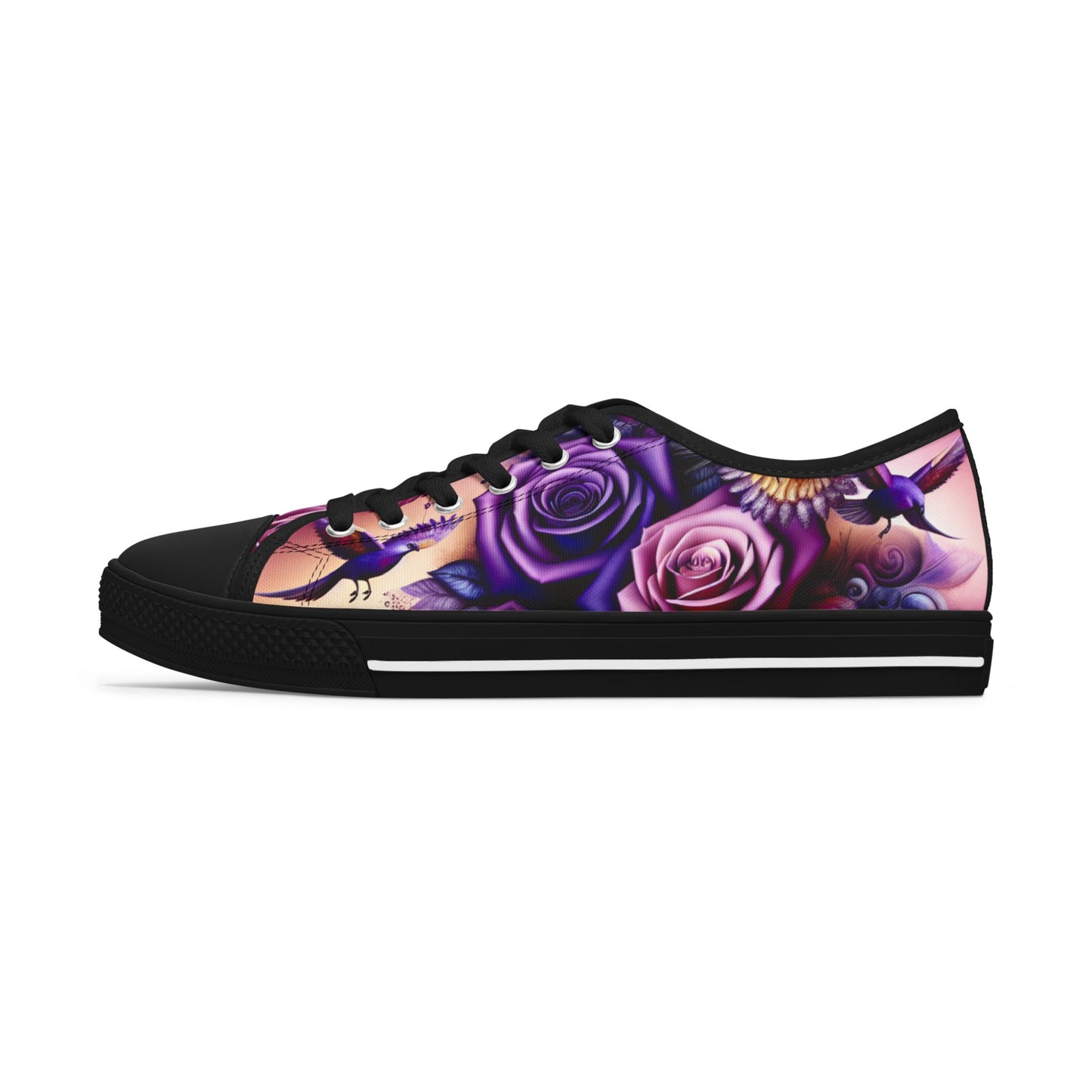 R&RH Purple Floral Art Women's Low Top Sneakers - Stylish and Comfortable Everyday Footwear