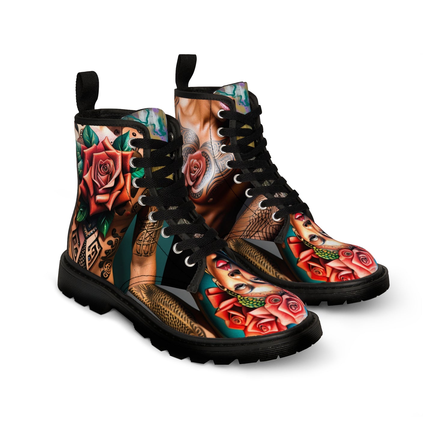 R_RH Tattoos Women's Canvas Canvas Boots