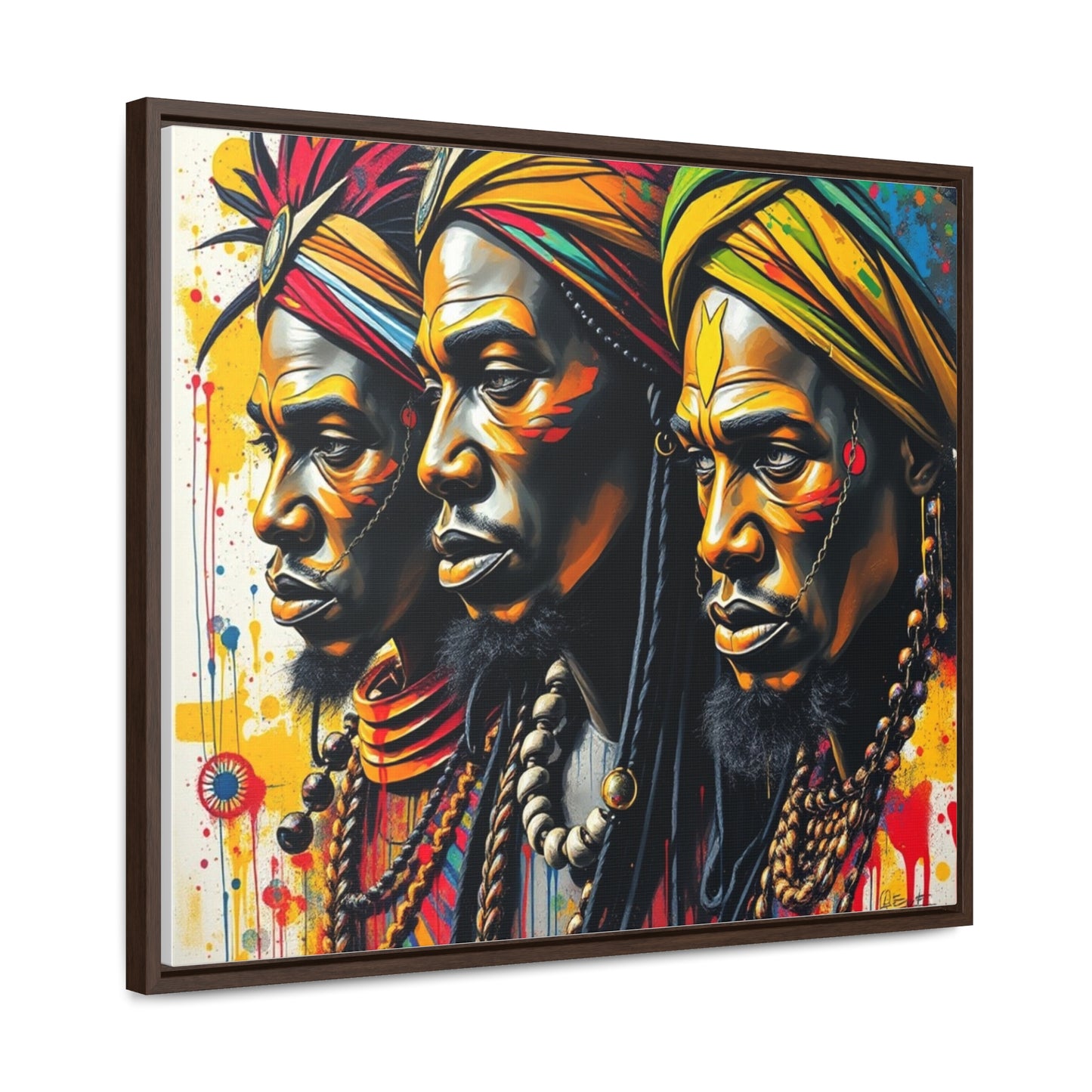 R&RH Cultural Heritage Canvas Wrap - Vibrant Art of Three Warriors