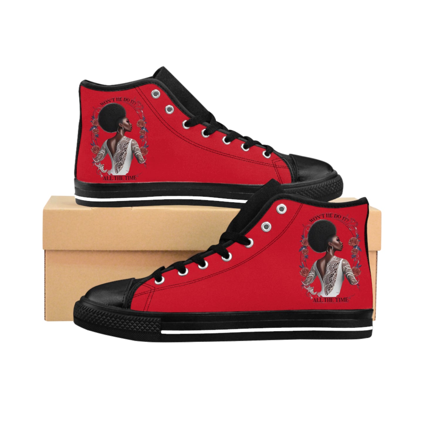 R&RH Vibrant Women's Classic Red Sneakers with Inspirational Design