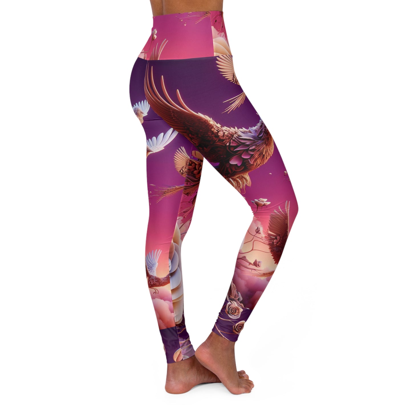 R&RH Purple Eco-Friendly High Waisted Yoga Leggings with Nature-Inspired Design