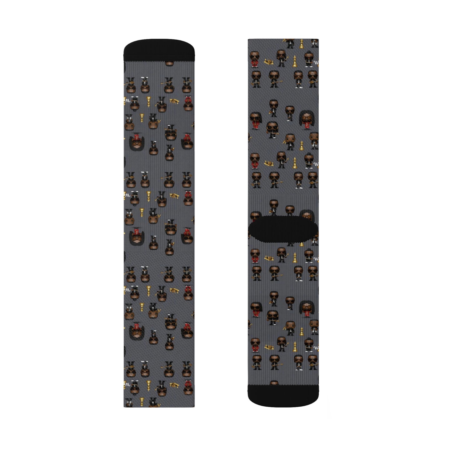 R_RH Grey Caricature Toon Men Sublimation Socks