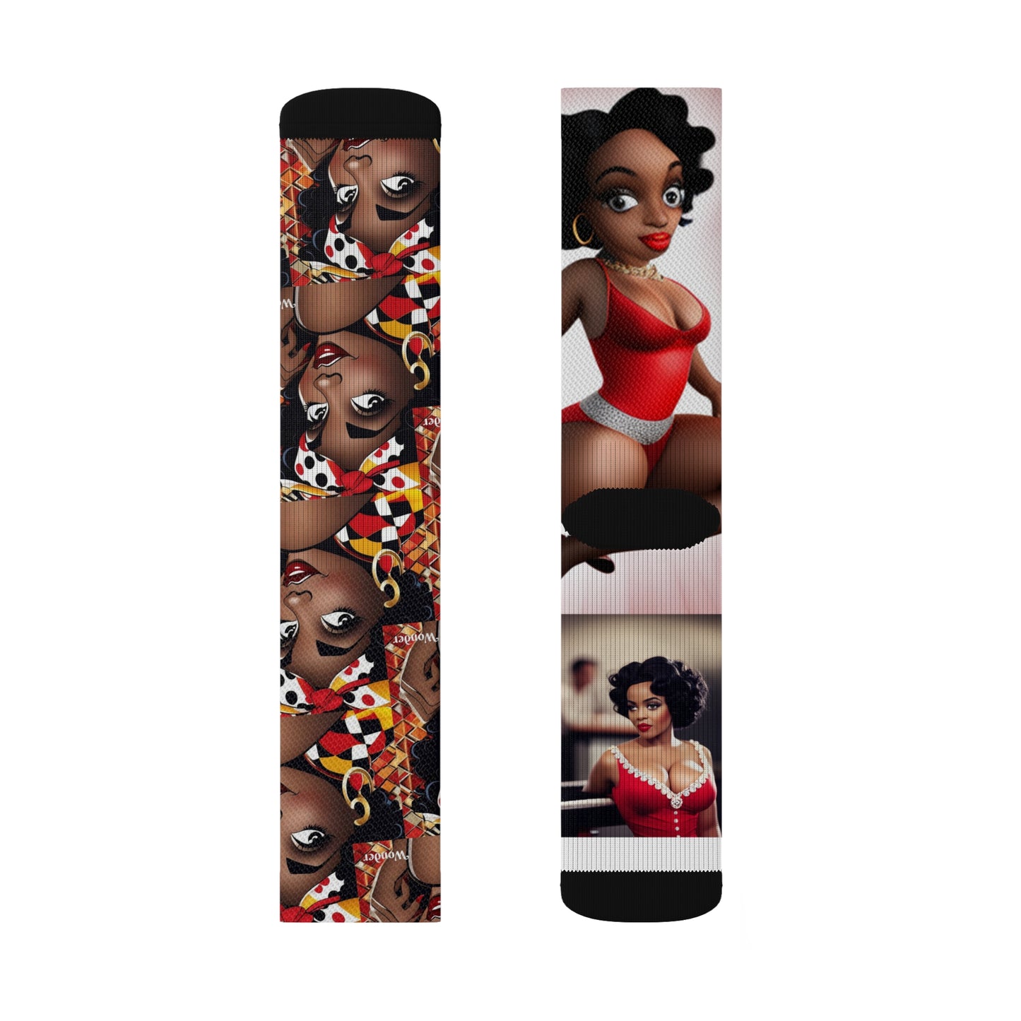 R_RH Red Caricature Sublimation Socks