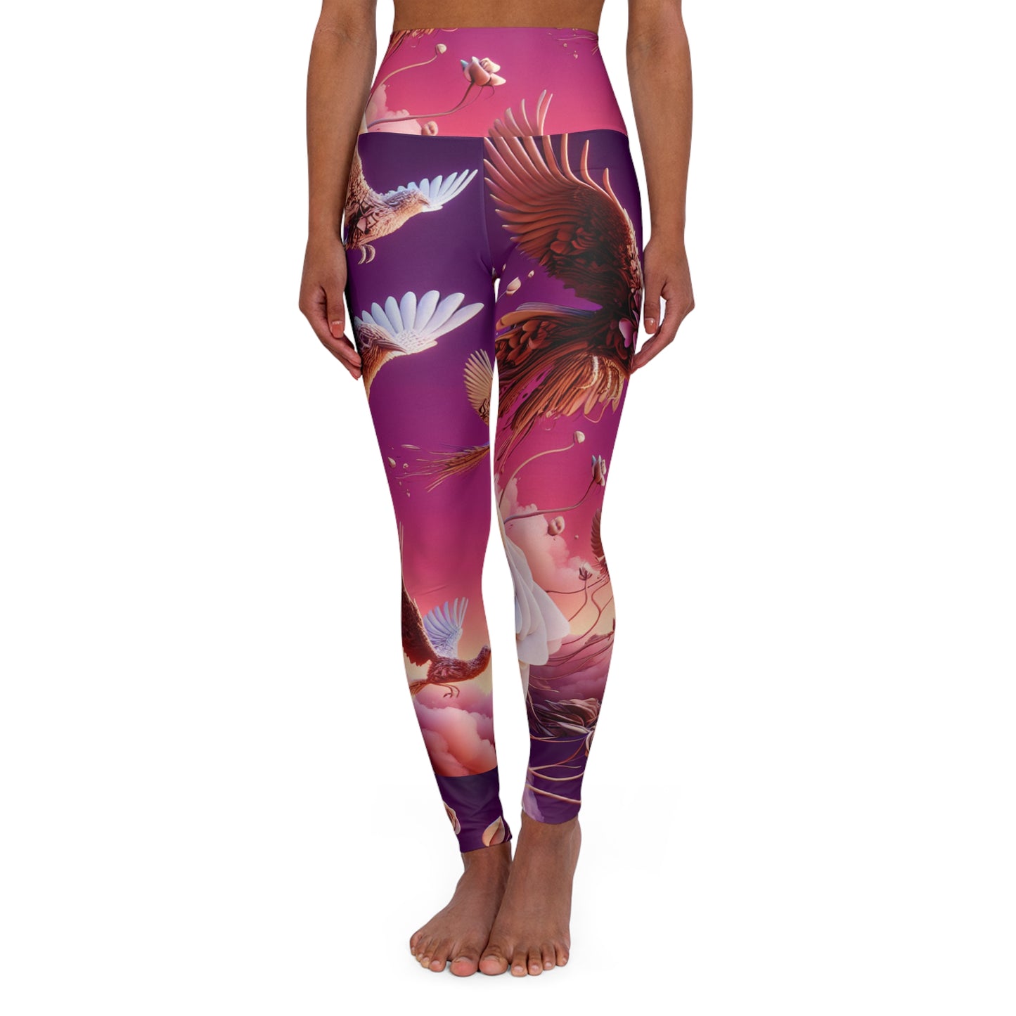 R&RH Purple Eco-Friendly High Waisted Yoga Leggings with Nature-Inspired Design