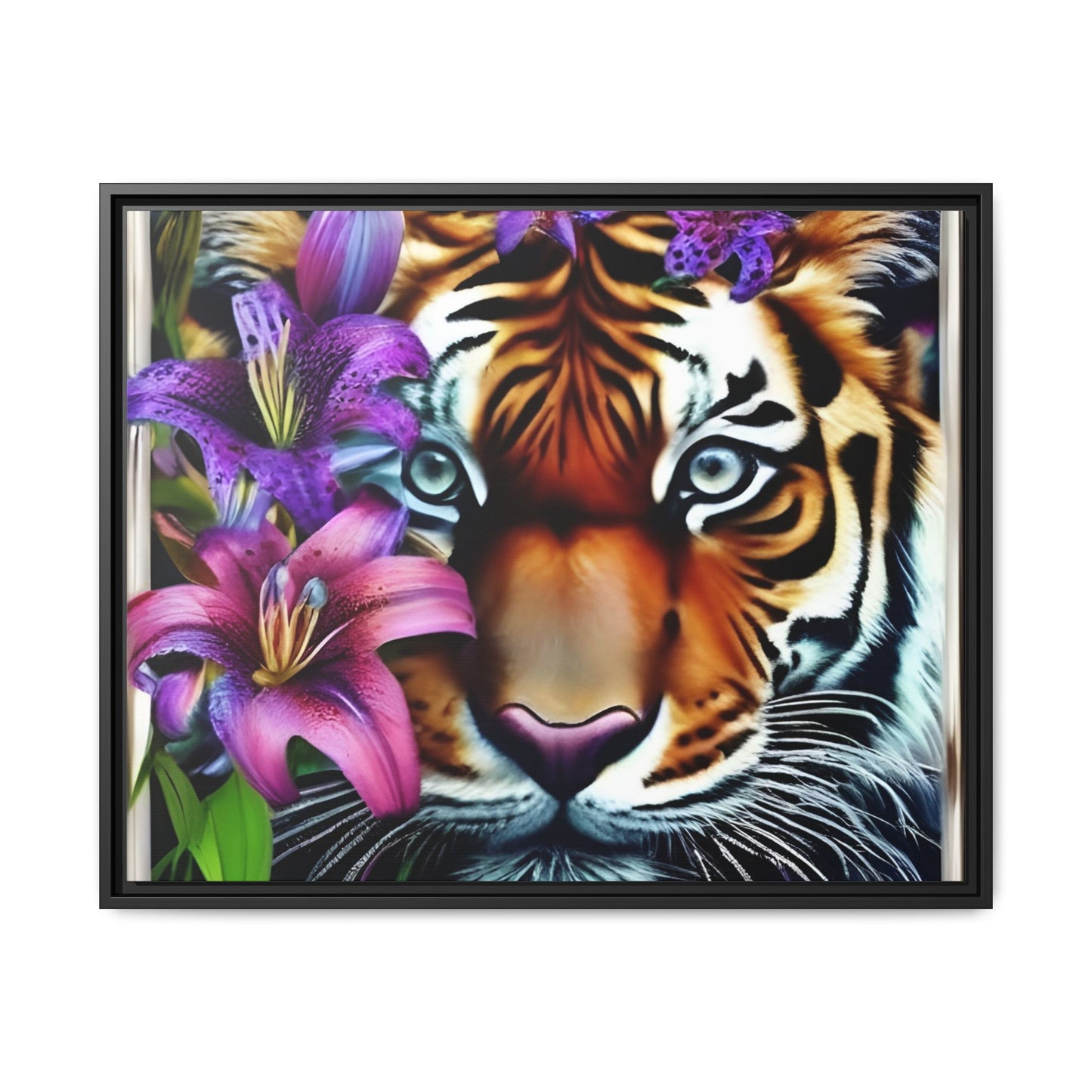 R&RH Vibrant Tiger Floral Framed Canvas Art