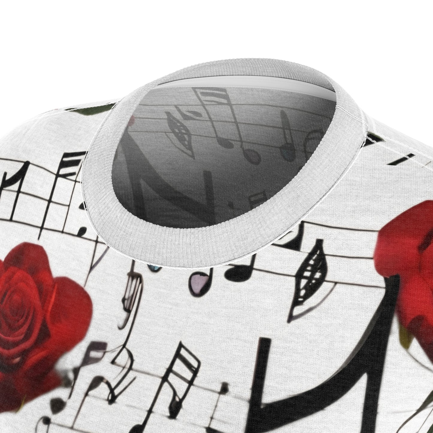 R&RH Rose & Music Notes Tee - Floral Music Themed T-Shirt for Music Lovers