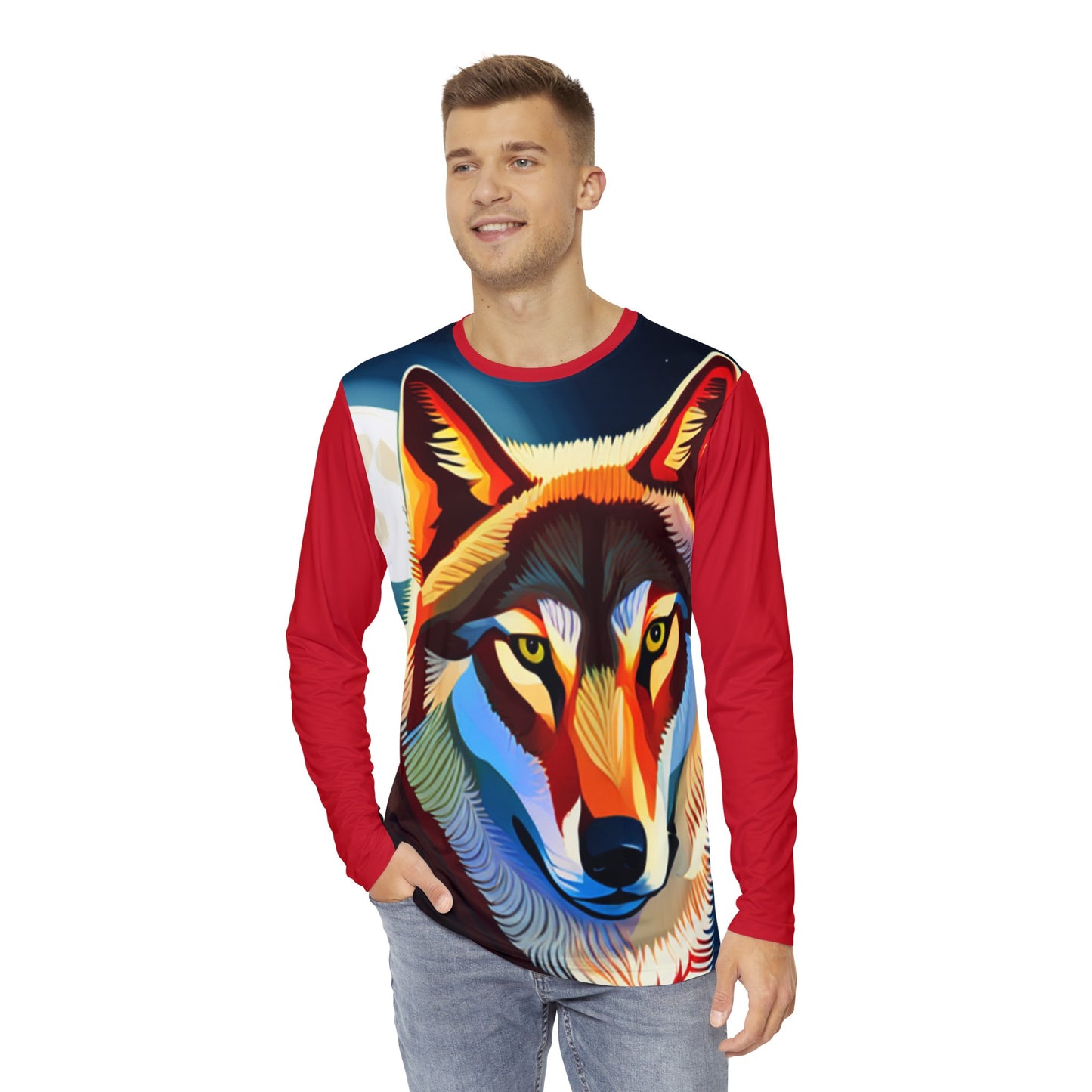 R&RH Red Mens Wolf Long Sleeve Shirt