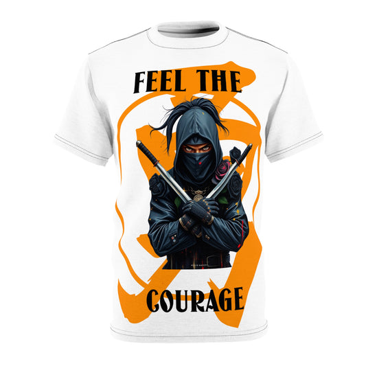 R&RH Unisex Ninja Courage Tee - Feel the Courage Graphic  White T-Shirt