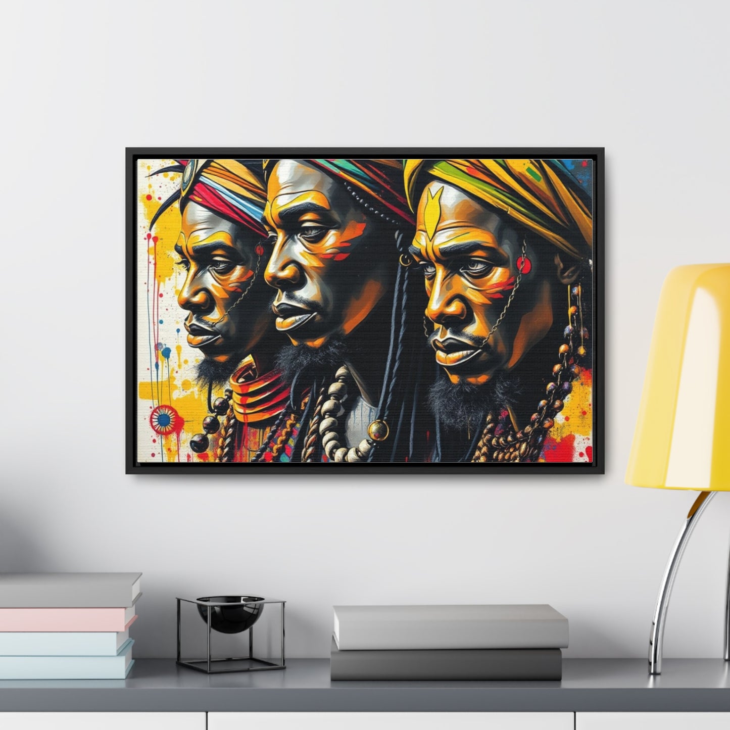 R&RH Cultural Heritage Canvas Wrap - Vibrant Art of Three Warriors