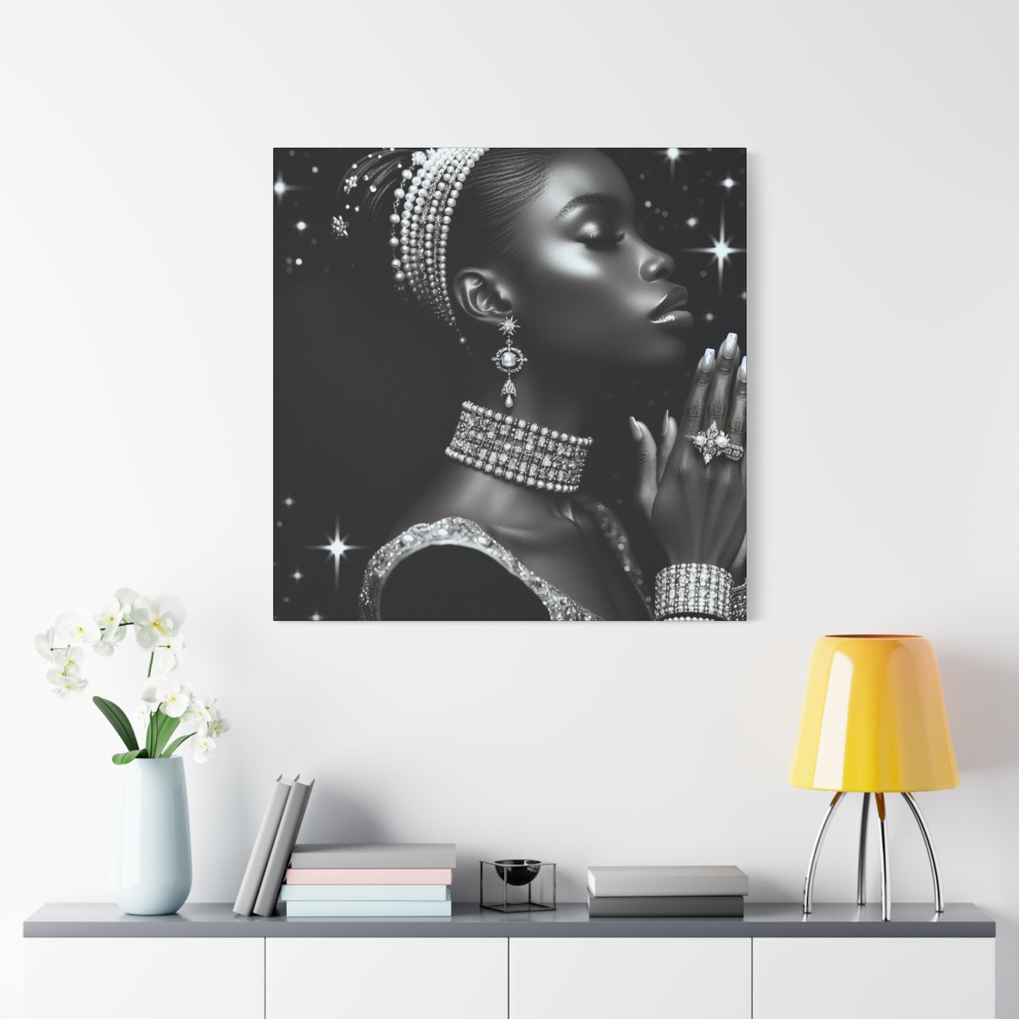 Elegant Black Woman Canvas Art - Stretched Wall Decor for Home