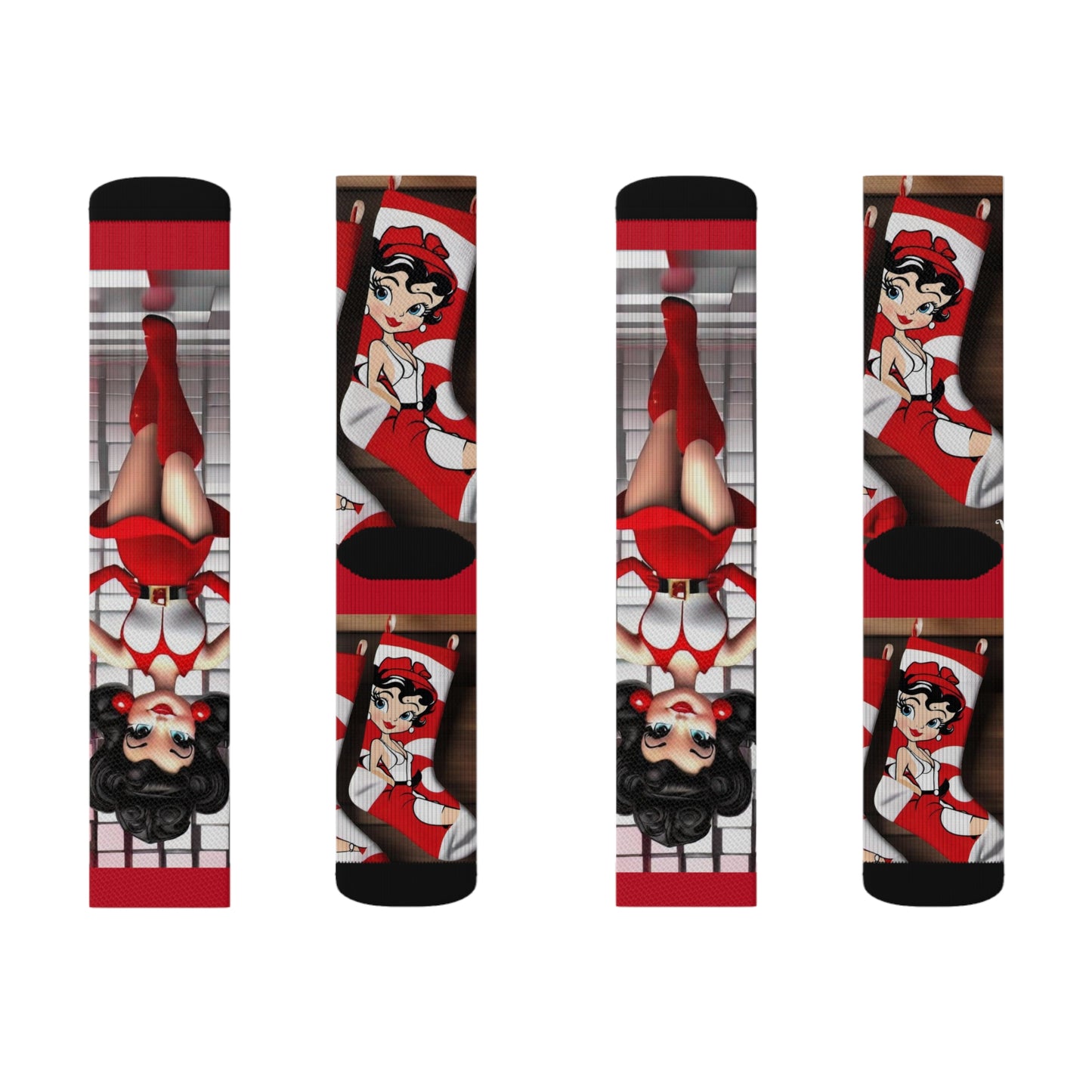R&RH Red Boots Caricatures Socks