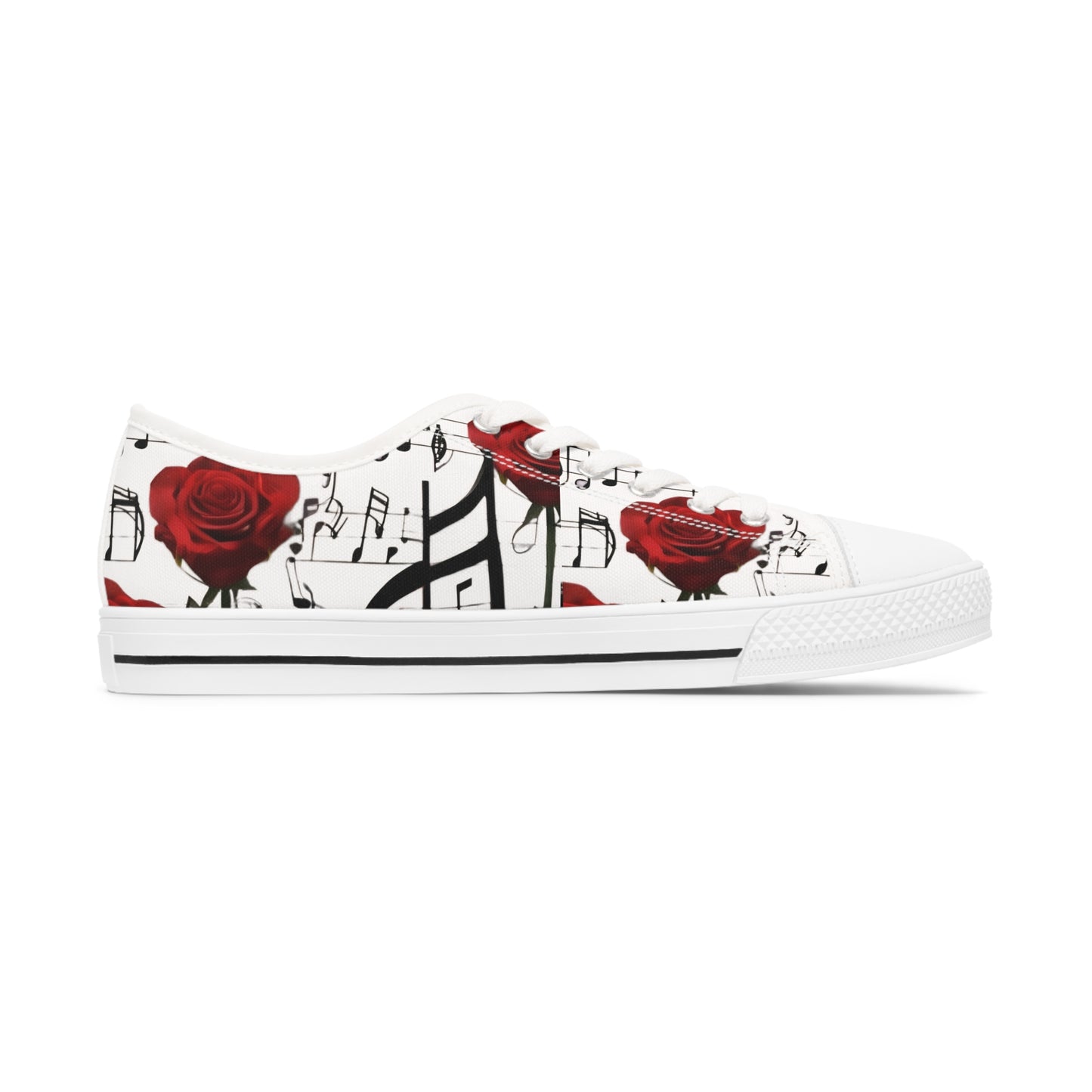 R&RH Musical Rose Women’s Low Top Sneakers - Stylish Casual Footwear for Music Lovers