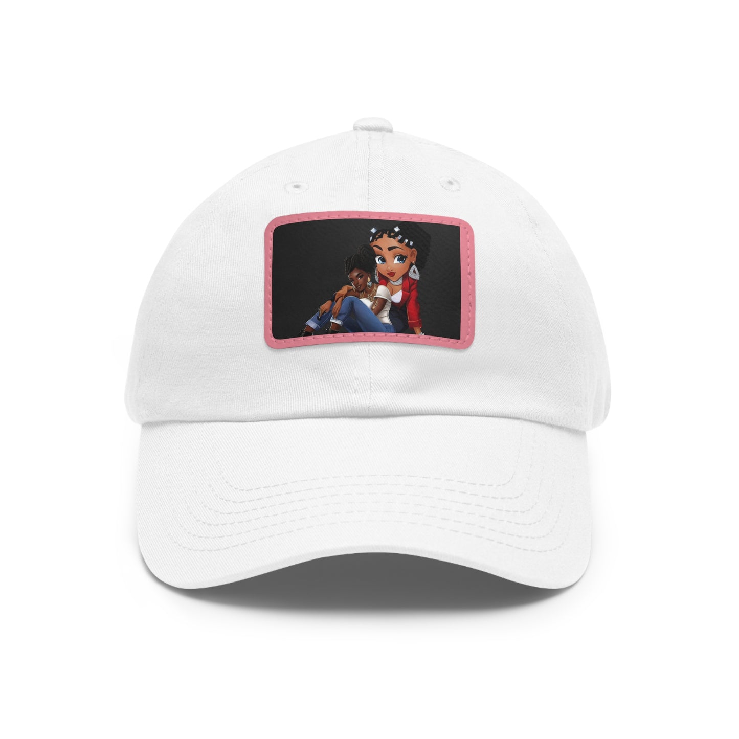 Caricature Black-Pink Hat with Leather Patch