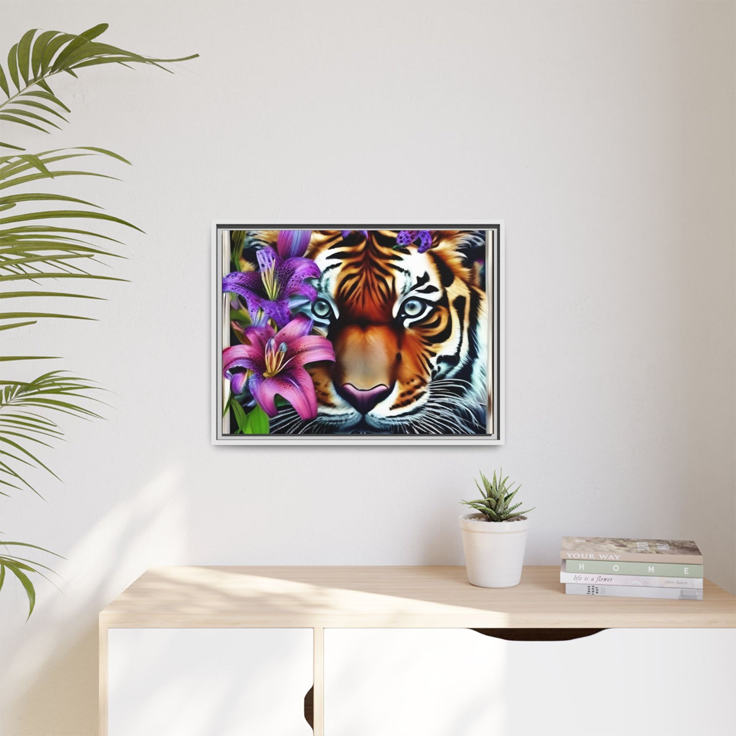 R&RH Vibrant Tiger Floral Framed Canvas Art