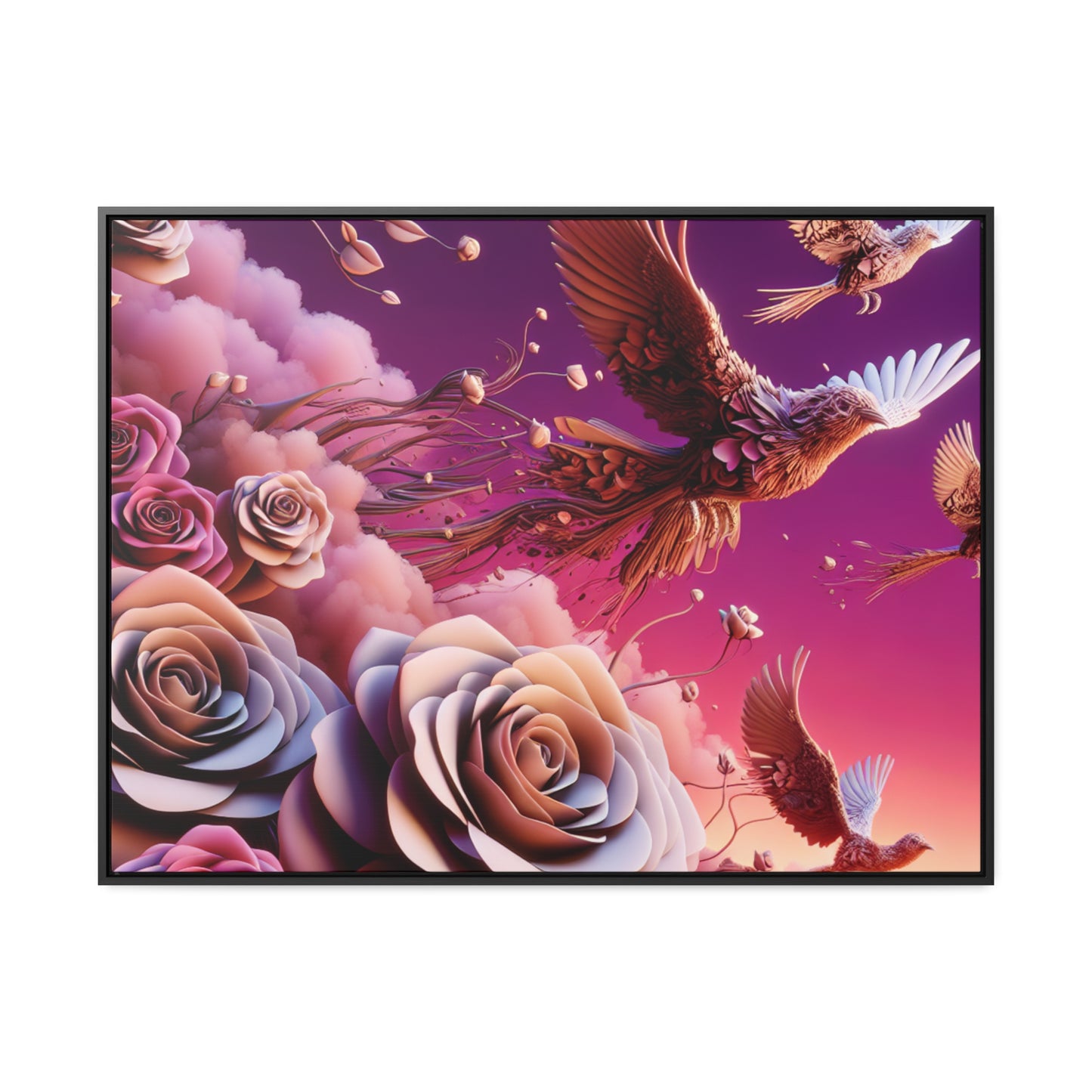 R&RH Flowery Birds Framed Canvas Painting