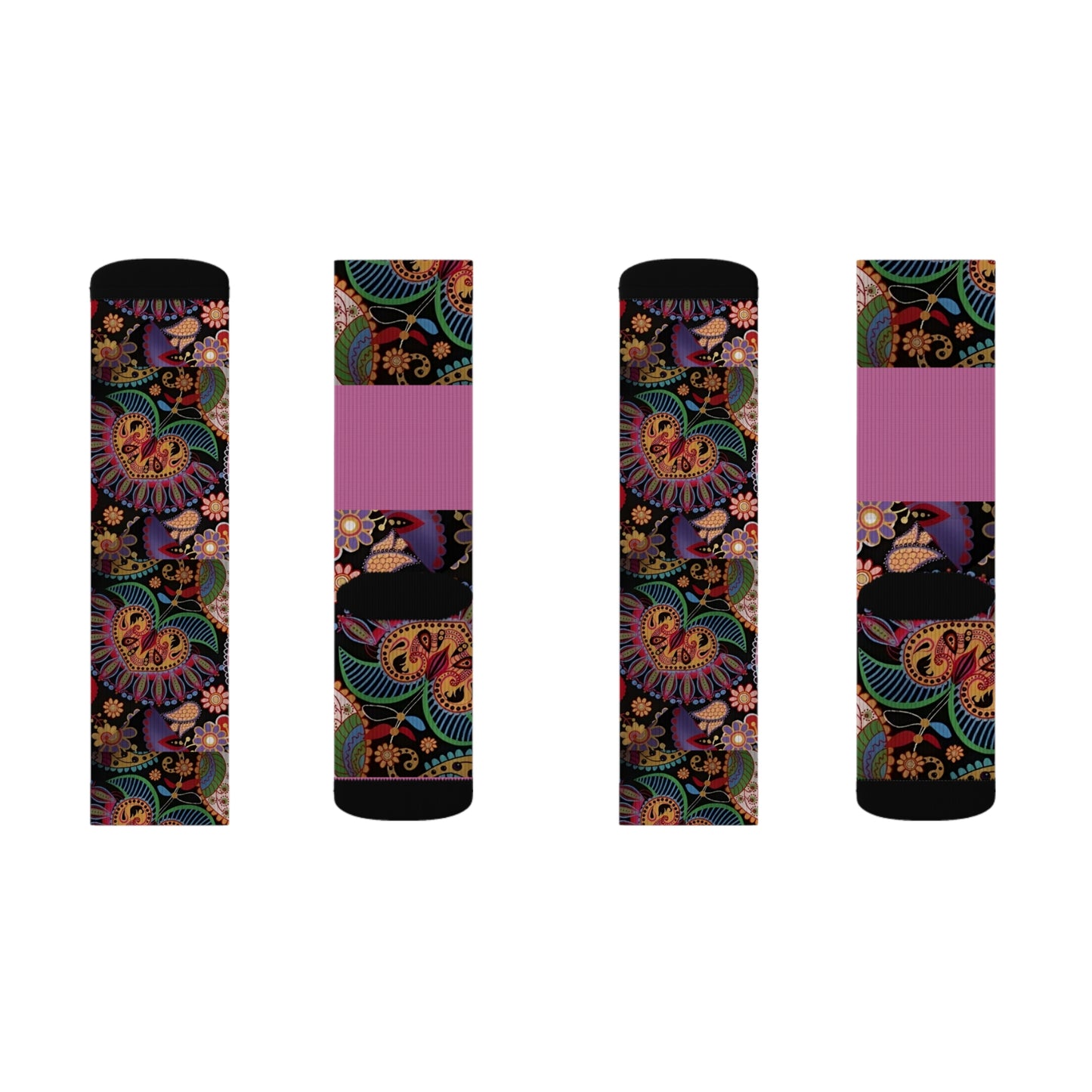 R&RH Pink Designer Floral Sublimation Socks