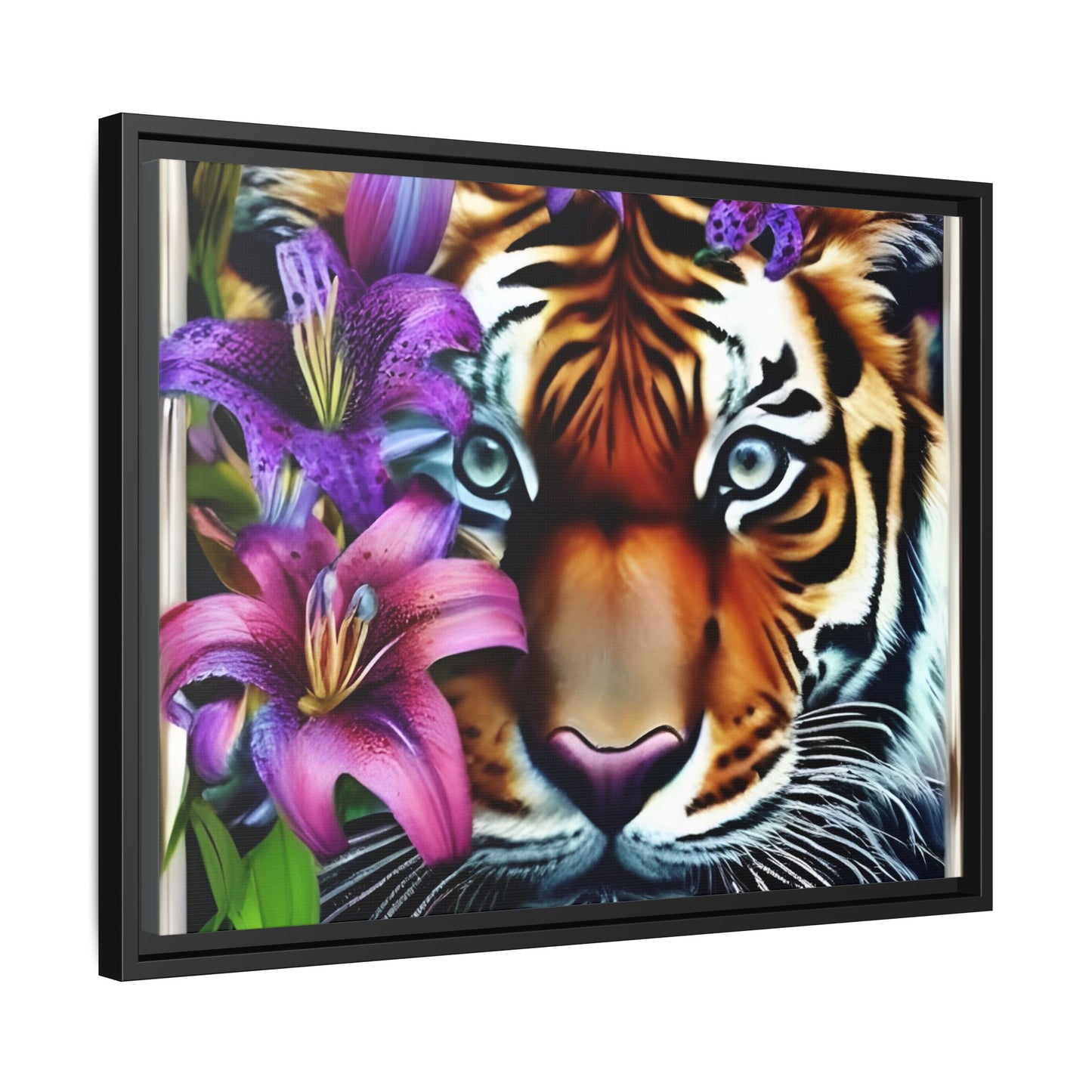 R&RH Vibrant Tiger Floral Framed Canvas Art