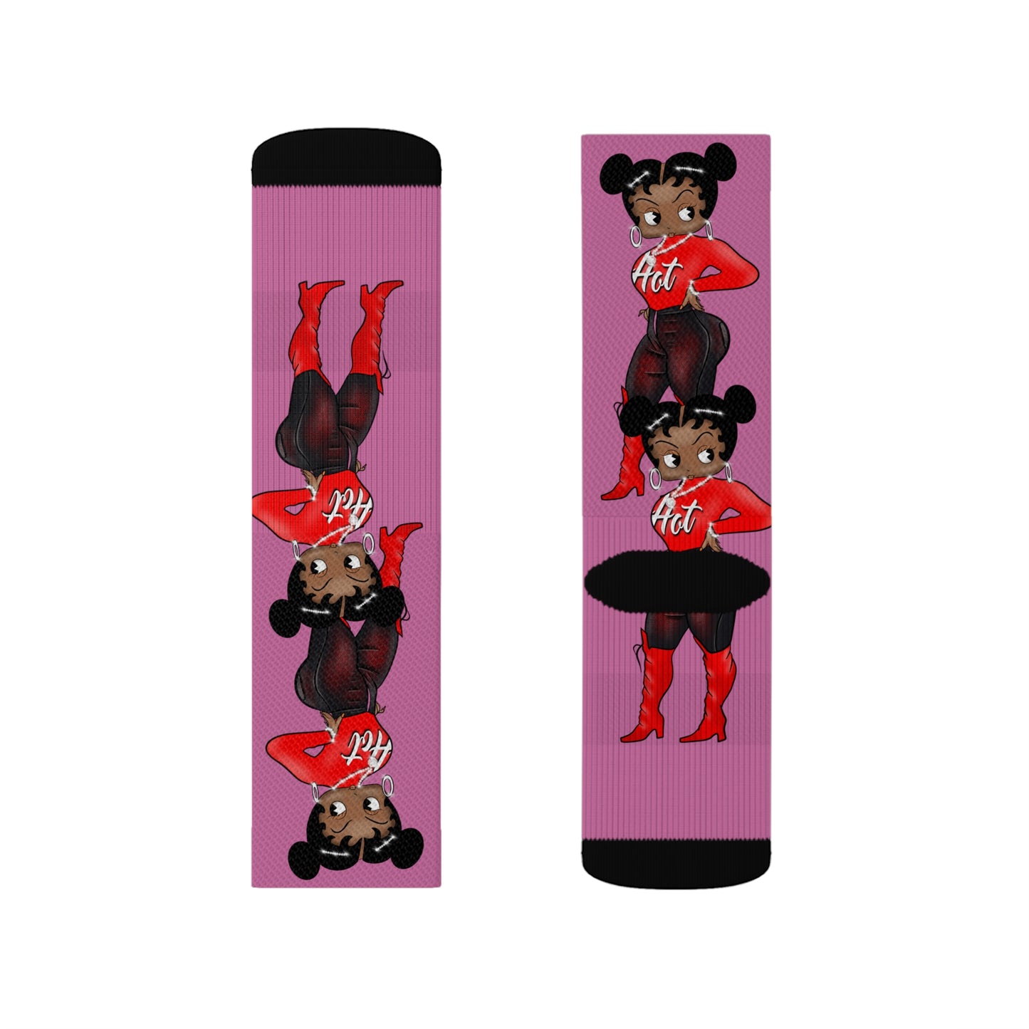 R_RH Pink Caricature Sublimation Socks