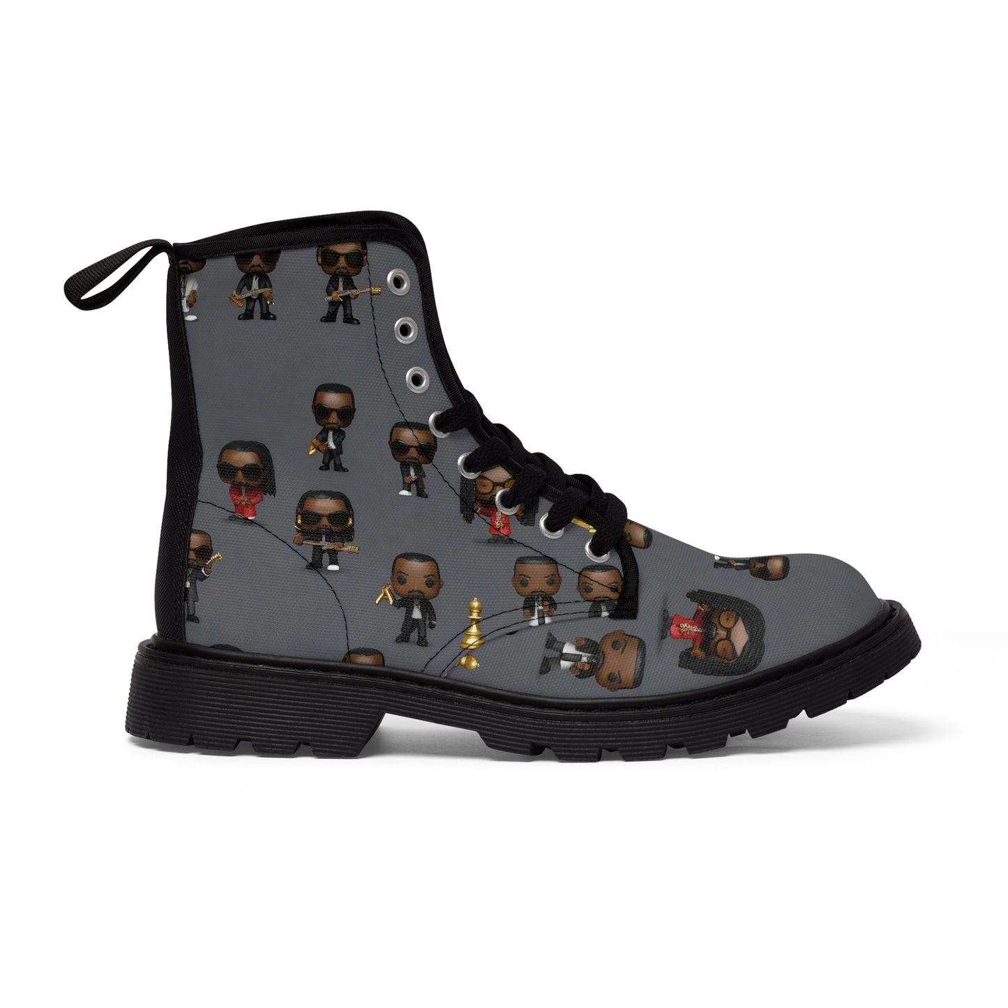 R_RH Caricature Toons Grey Men's Canvas Boots