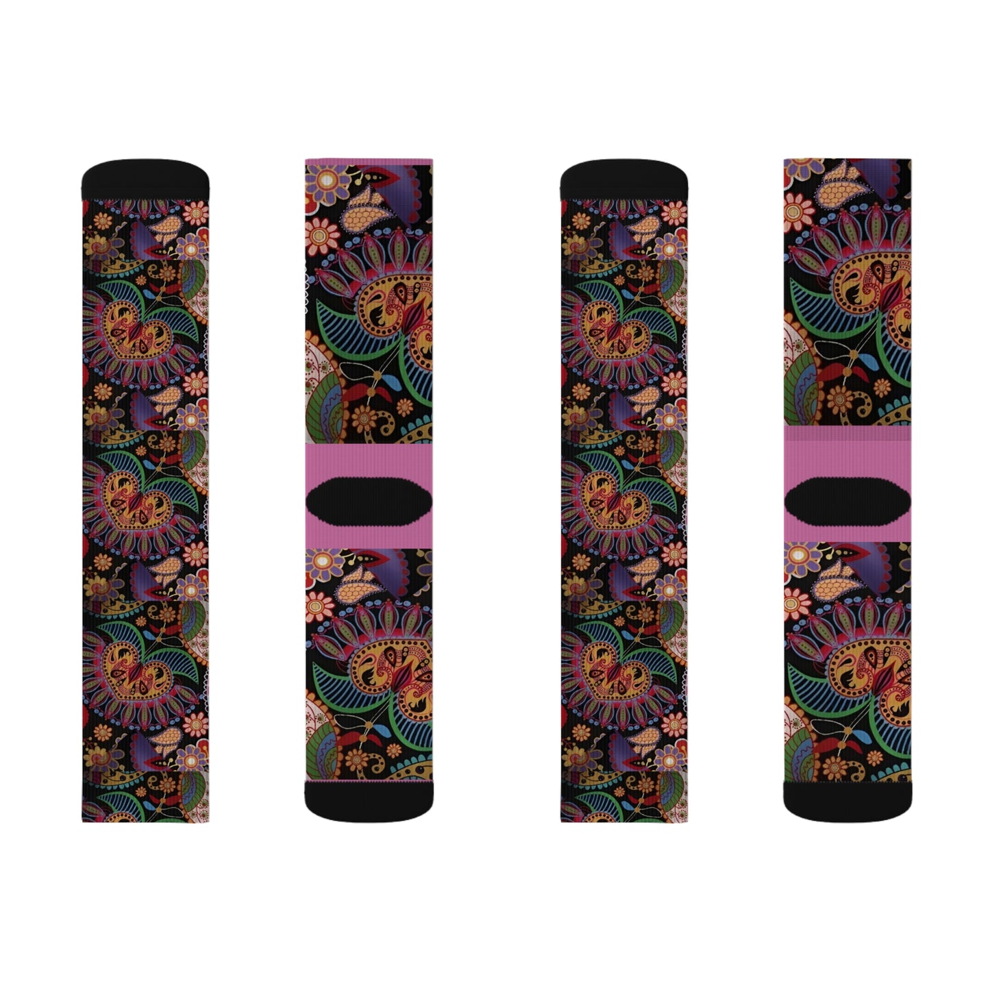 R&RH Pink Designer Floral Sublimation Socks