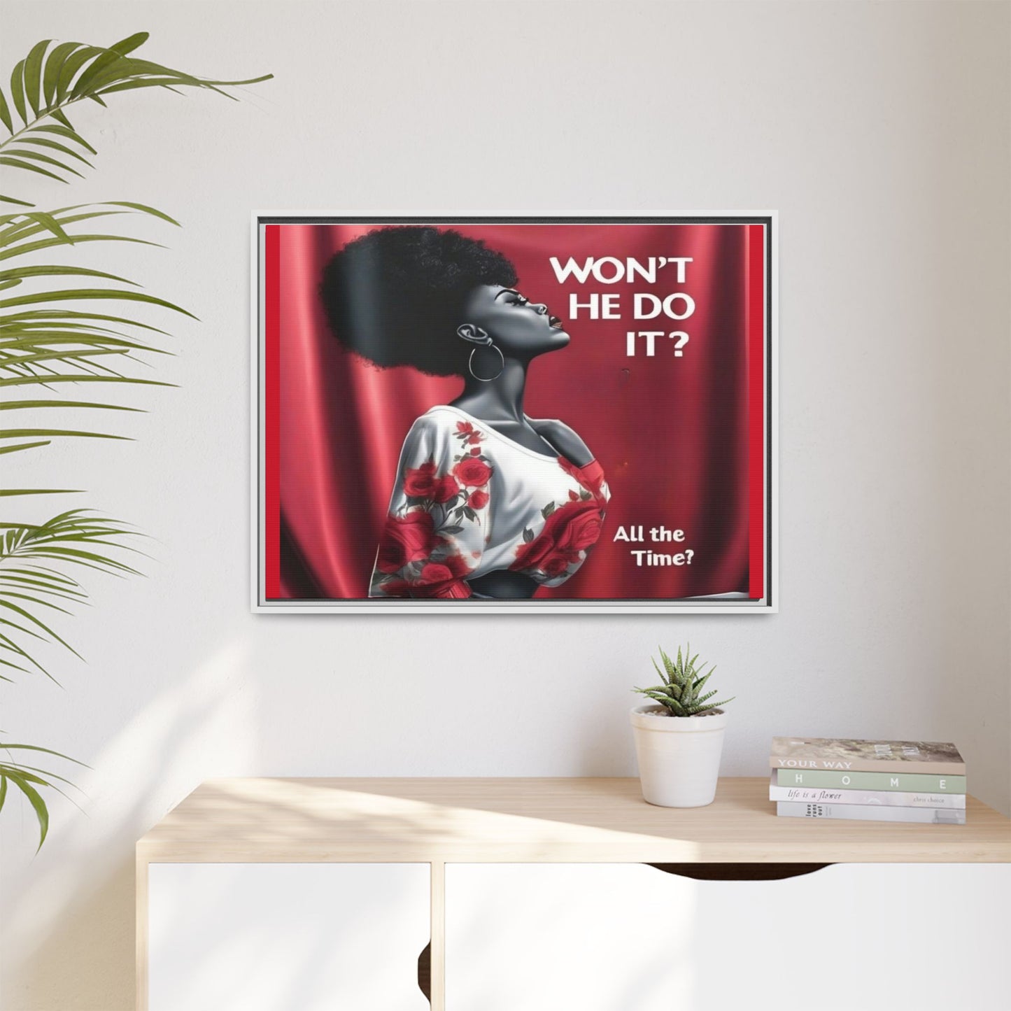 R&RH Inspirational Framed Canvas Art - "Won't He Do It?"