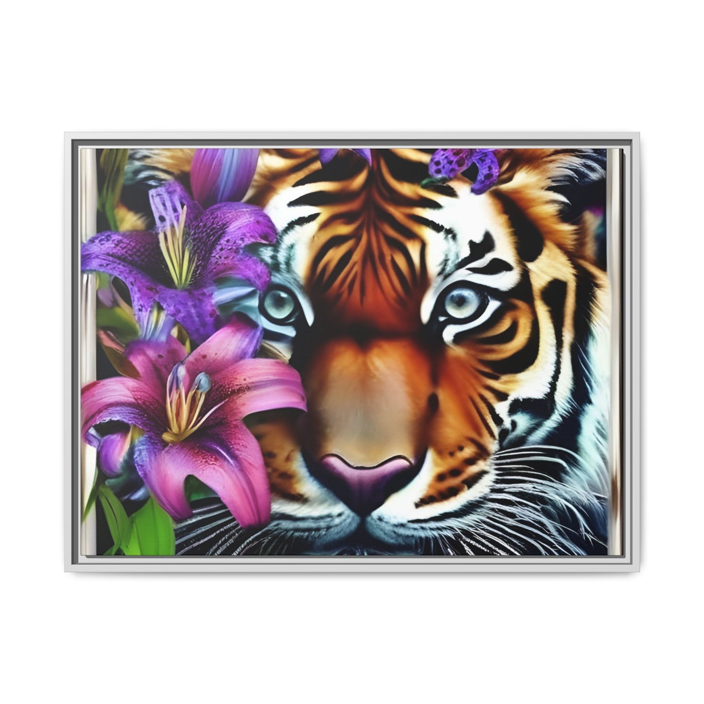 R&RH Vibrant Tiger Floral Framed Canvas Art