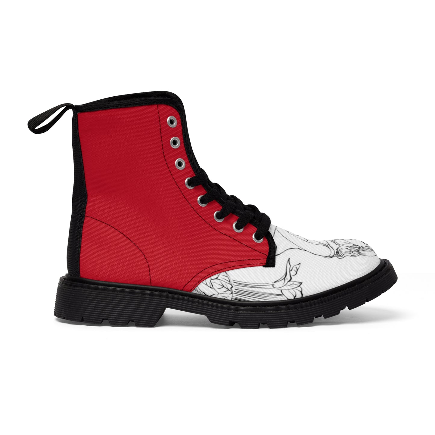 R&RH Women's Red and White Canvas Boots