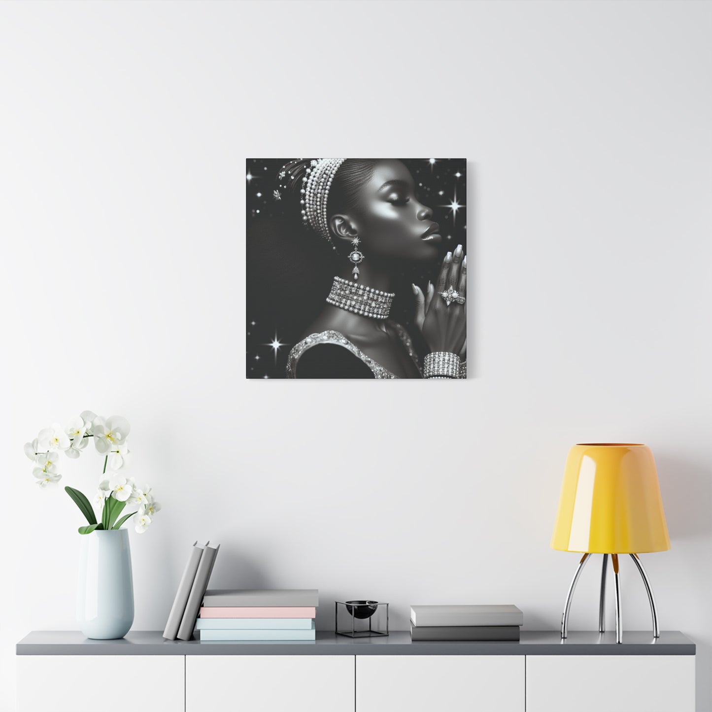 Elegant Black Woman Canvas Art - Stretched Wall Decor for Home