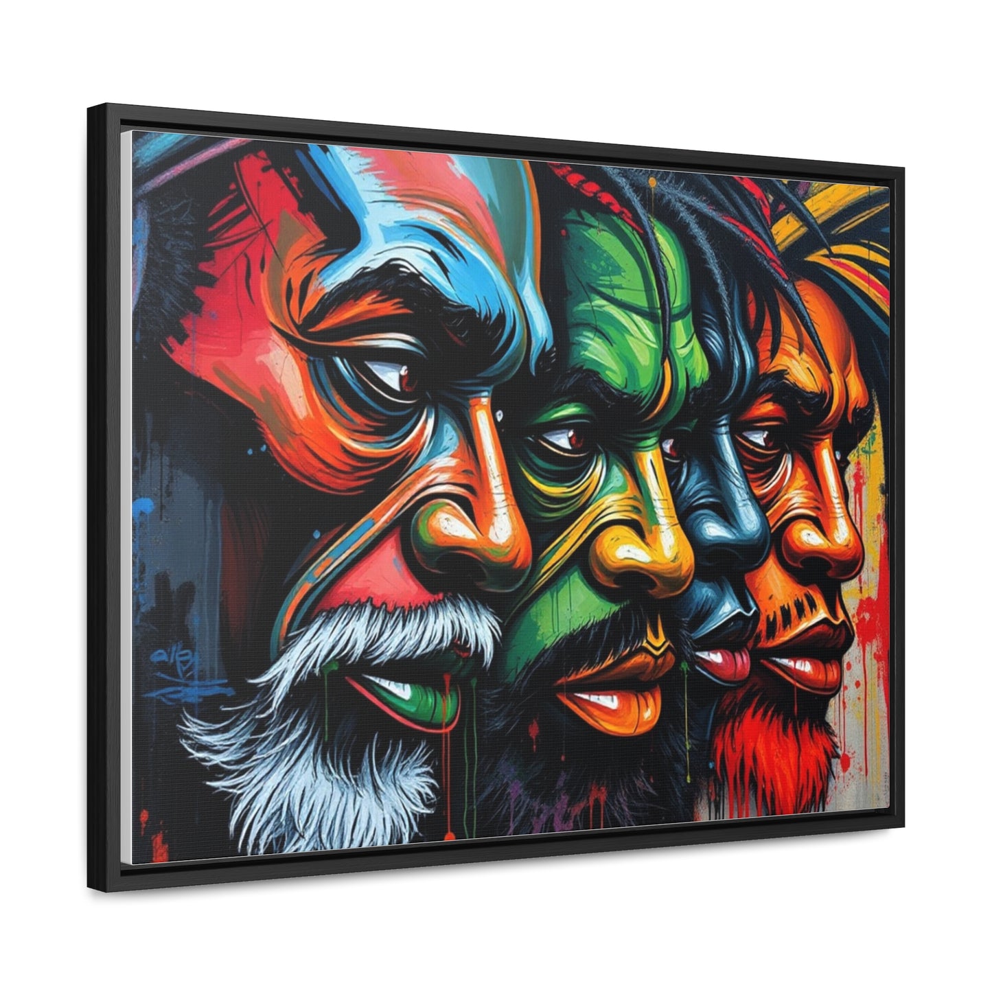 R&RH Vibrant Gallery Canvas Wraps - Horizontal Framed Art featuring Colorful Changing Faces