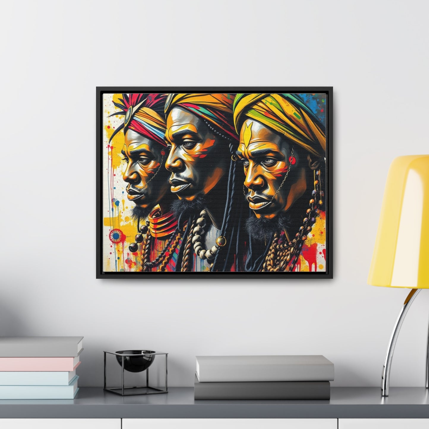 R&RH Cultural Heritage Canvas Wrap - Vibrant Art of Three Warriors