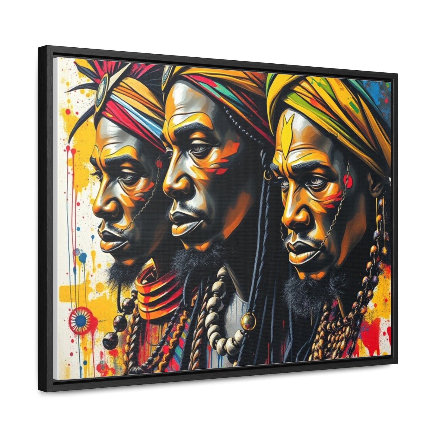 R&RH Cultural Heritage Canvas Wrap - Vibrant Art of Three Warriors