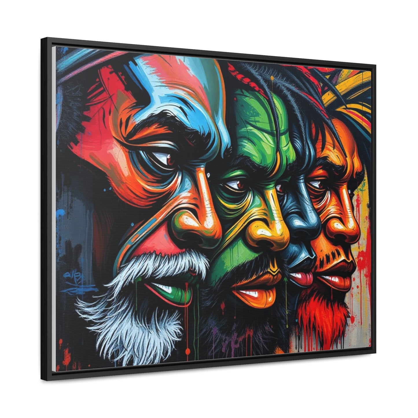 R&RH Vibrant Gallery Canvas Wraps - Horizontal Framed Art featuring Colorful Changing Faces