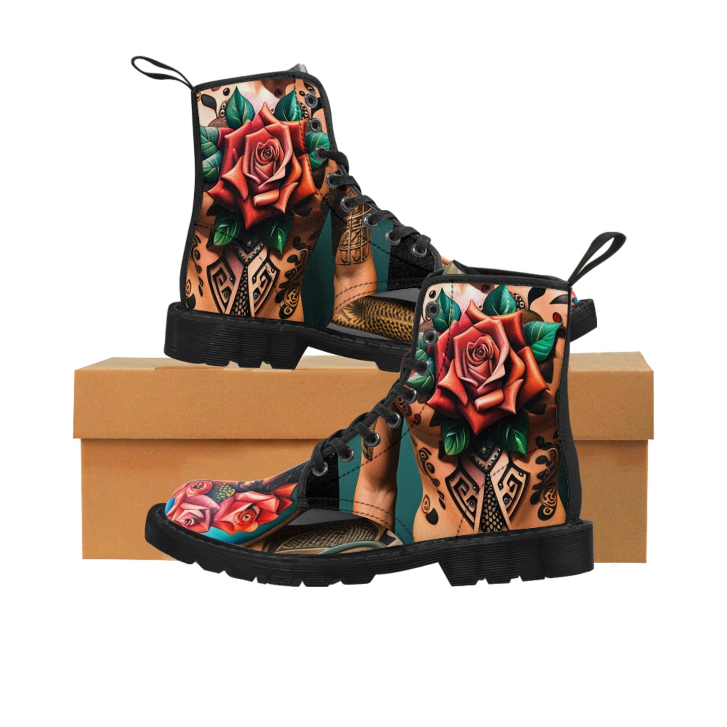 R_RH Tattoos Women's Canvas Canvas Boots