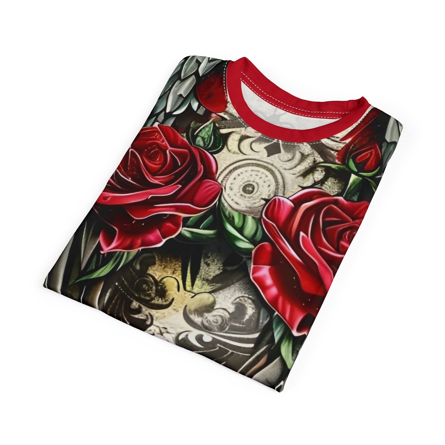 R&RH Red Vibrant Rose Wing Unisex Tee - Edgy Floral Graphic T-Shirt