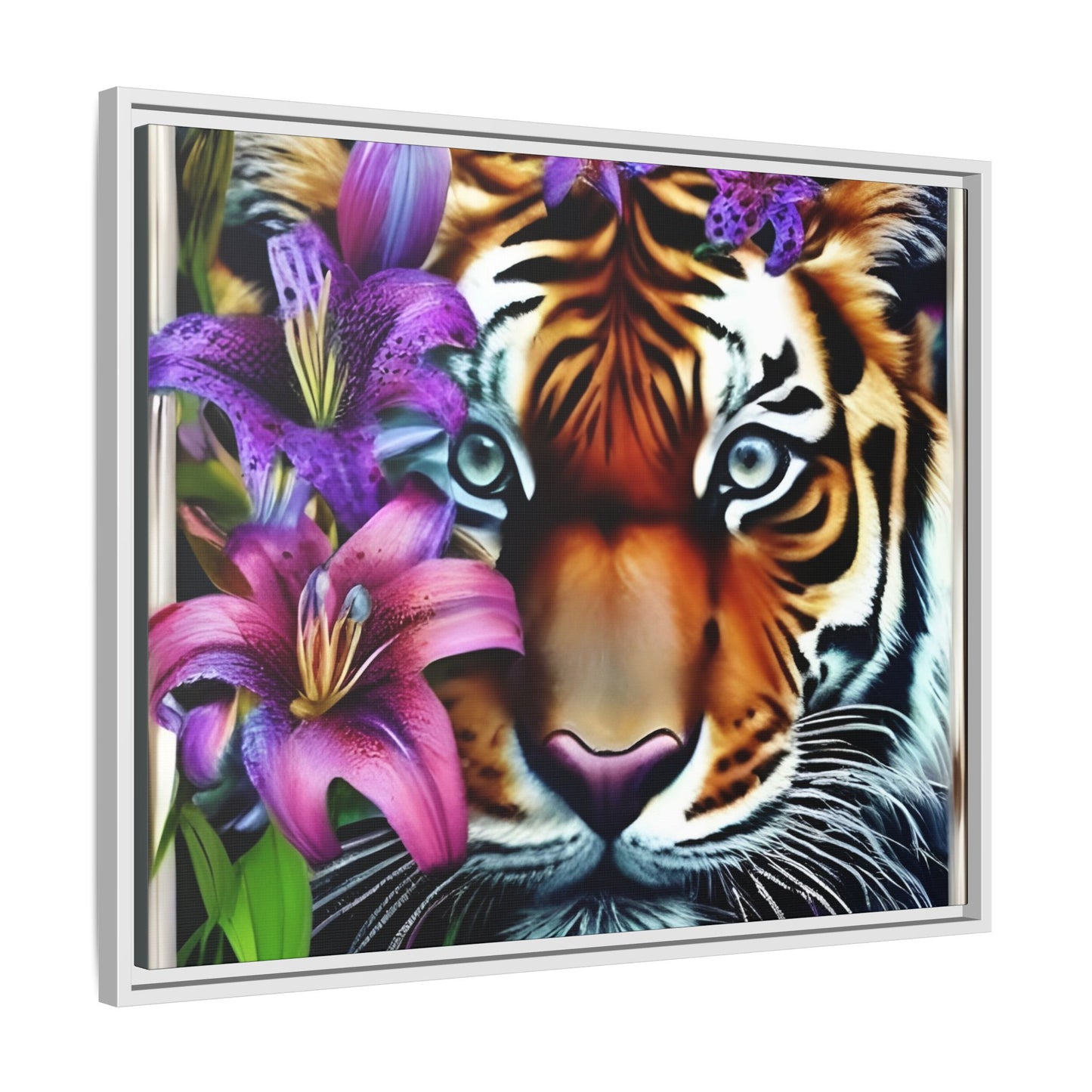 R&RH Vibrant Tiger Floral Framed Canvas Art