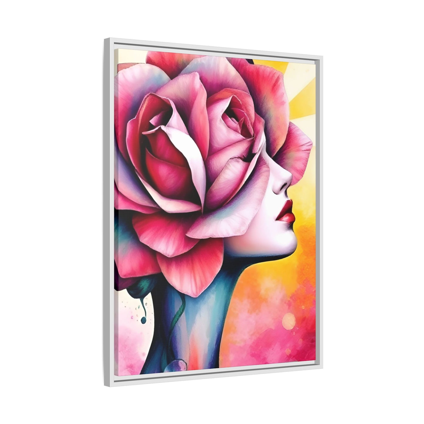 R&RH Framed Wall Art - Vibrant Floral Woman Portrait