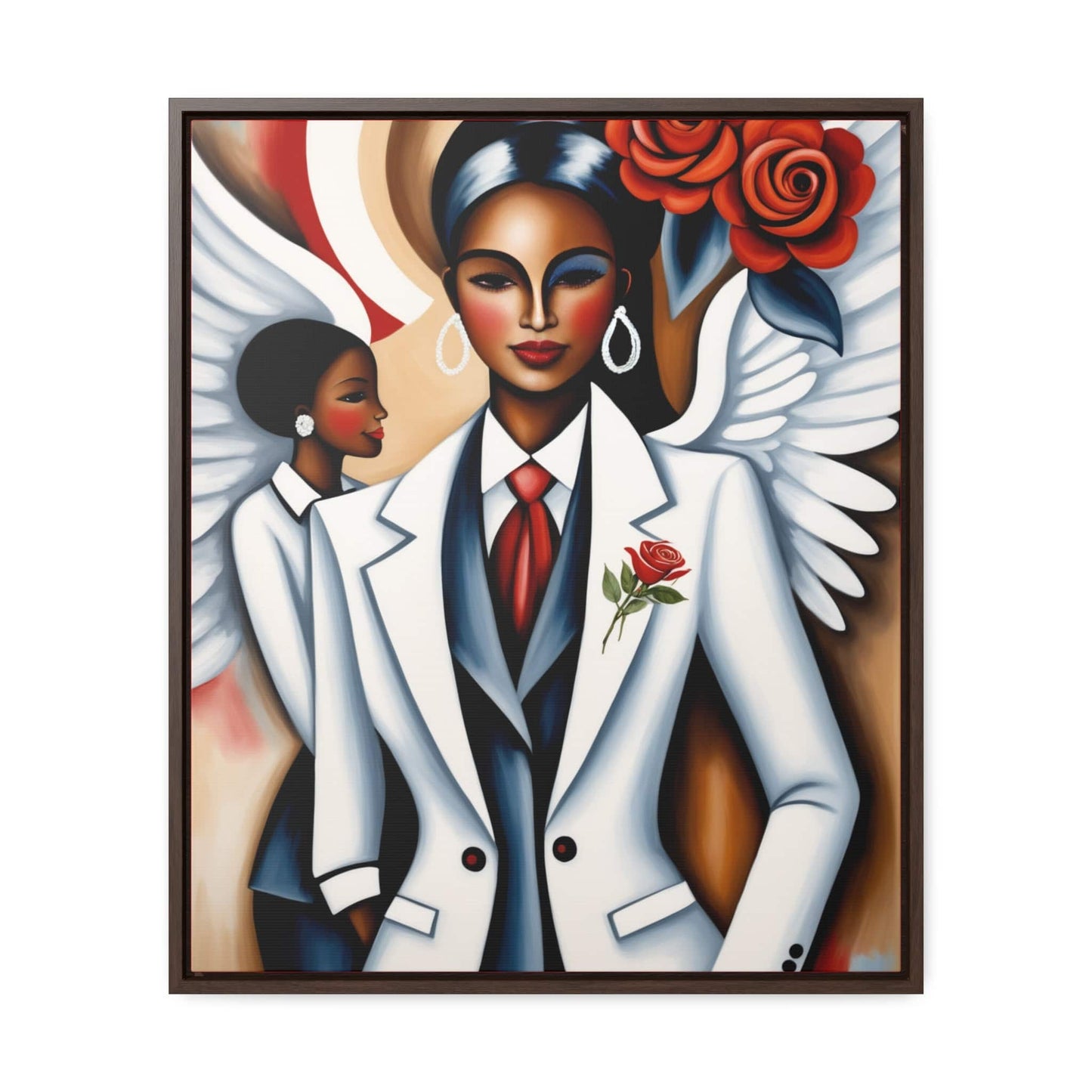 R&RH Red and White Angels Smile Canvas Portrait Empowering Gallery Canvas Wrap - Modern Art for Inspirational Spaces