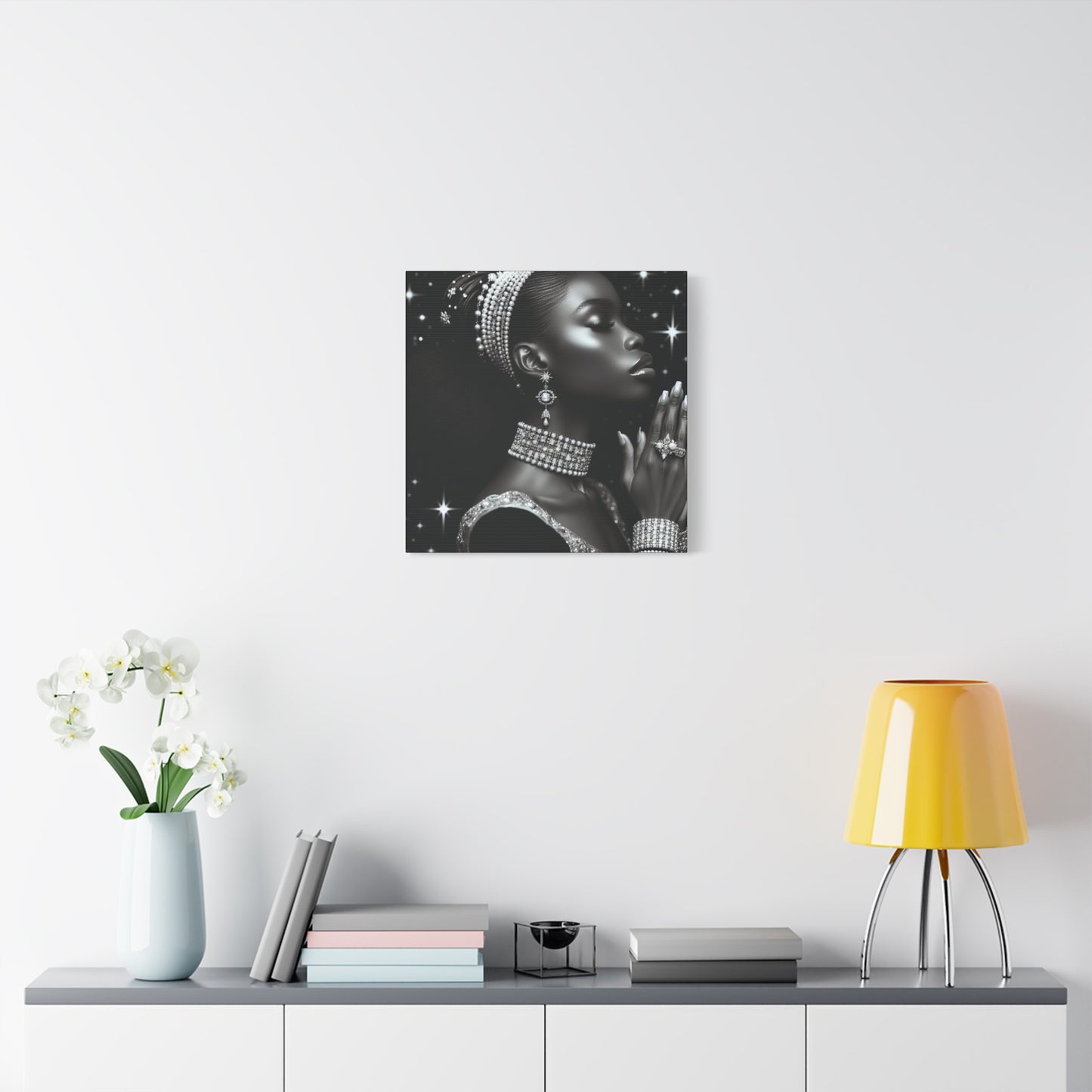 Elegant Black Woman Canvas Art - Stretched Wall Decor for Home