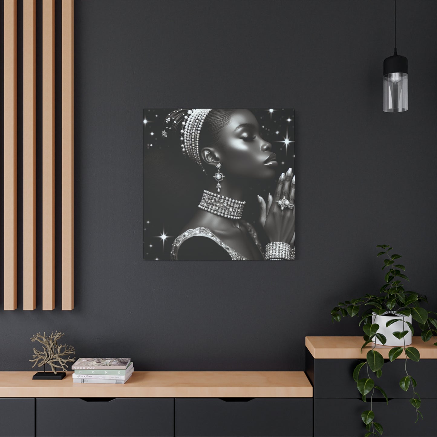 Elegant Black Woman Canvas Art - Stretched Wall Decor for Home