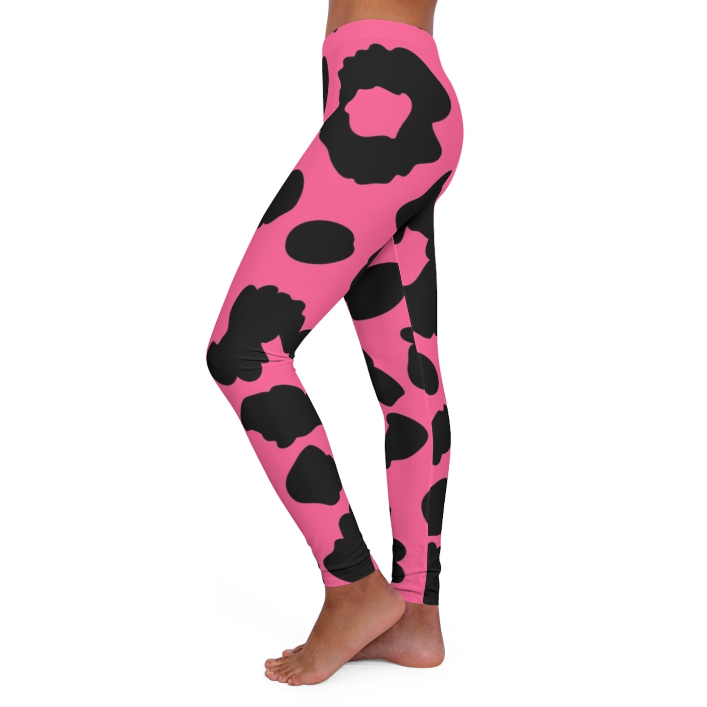 Womens Pink Spotted Spandex Leggings