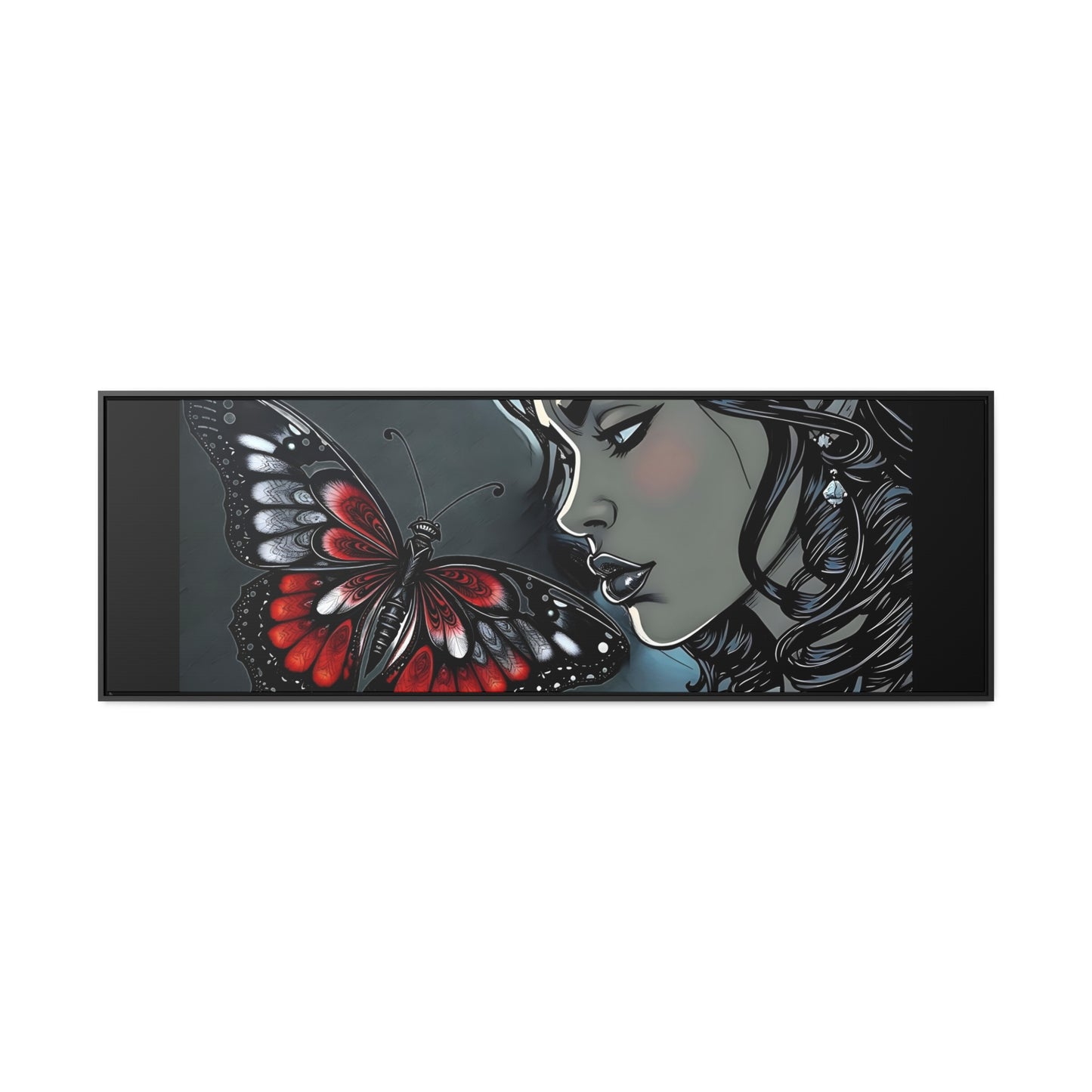 R&RH Black Butterfly Dream Canvas Art - Horizontal Frame - Modern Wall Decor