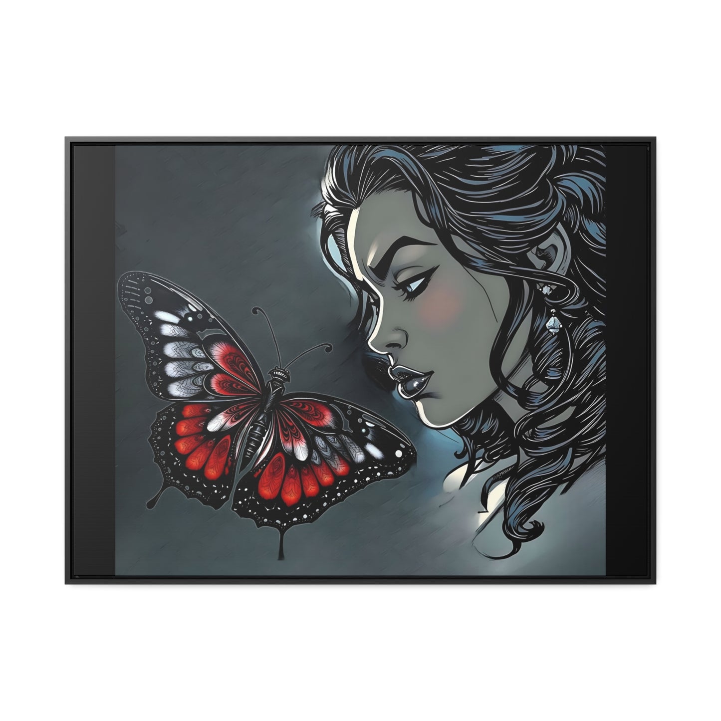 R&RH Black Butterfly Dream Canvas Art - Horizontal Frame - Modern Wall Decor