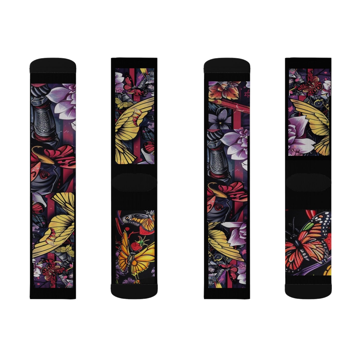 R&RH Vibrant Floral Ninja Sublimation Socks for Creative Souls | Unique Art Design