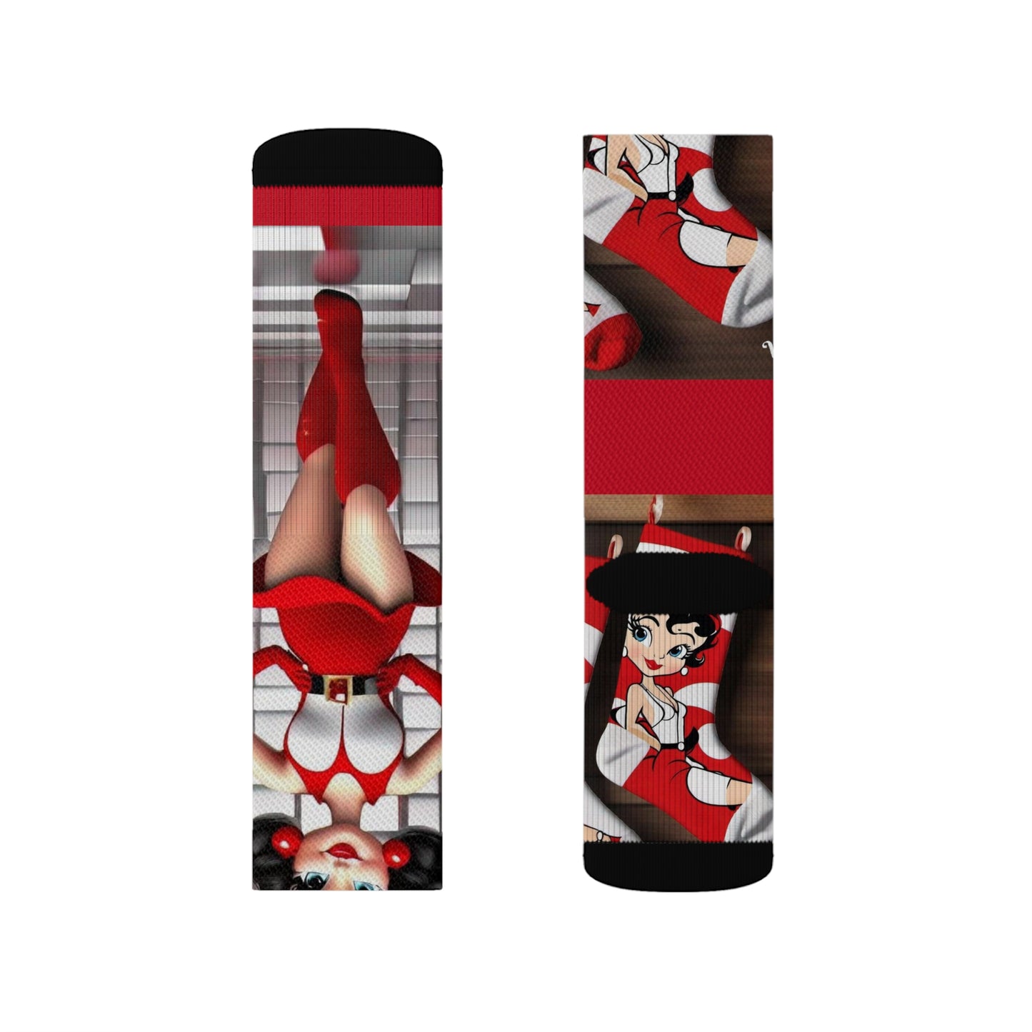 R&RH Red Boots Caricatures Socks