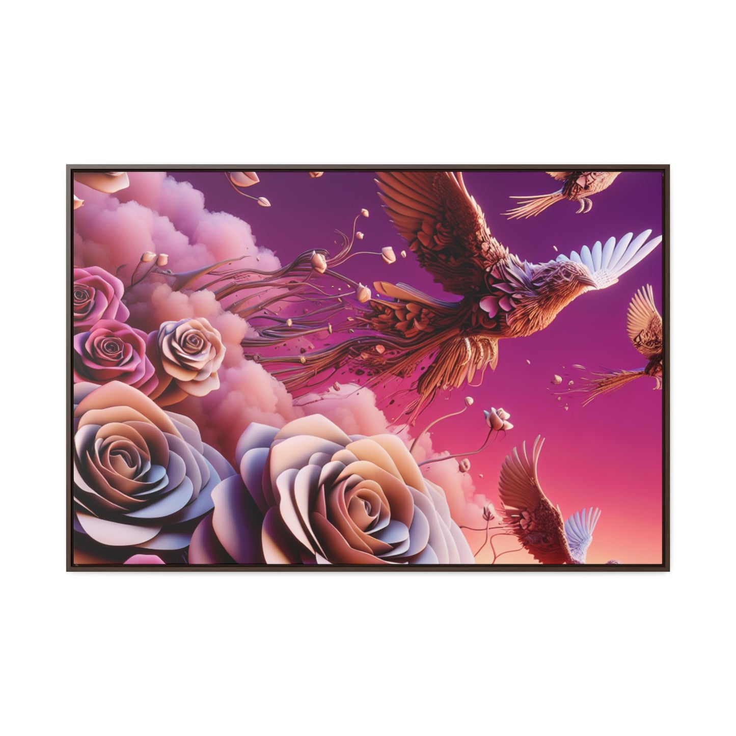 R&RH Flowery Birds Framed Canvas Painting